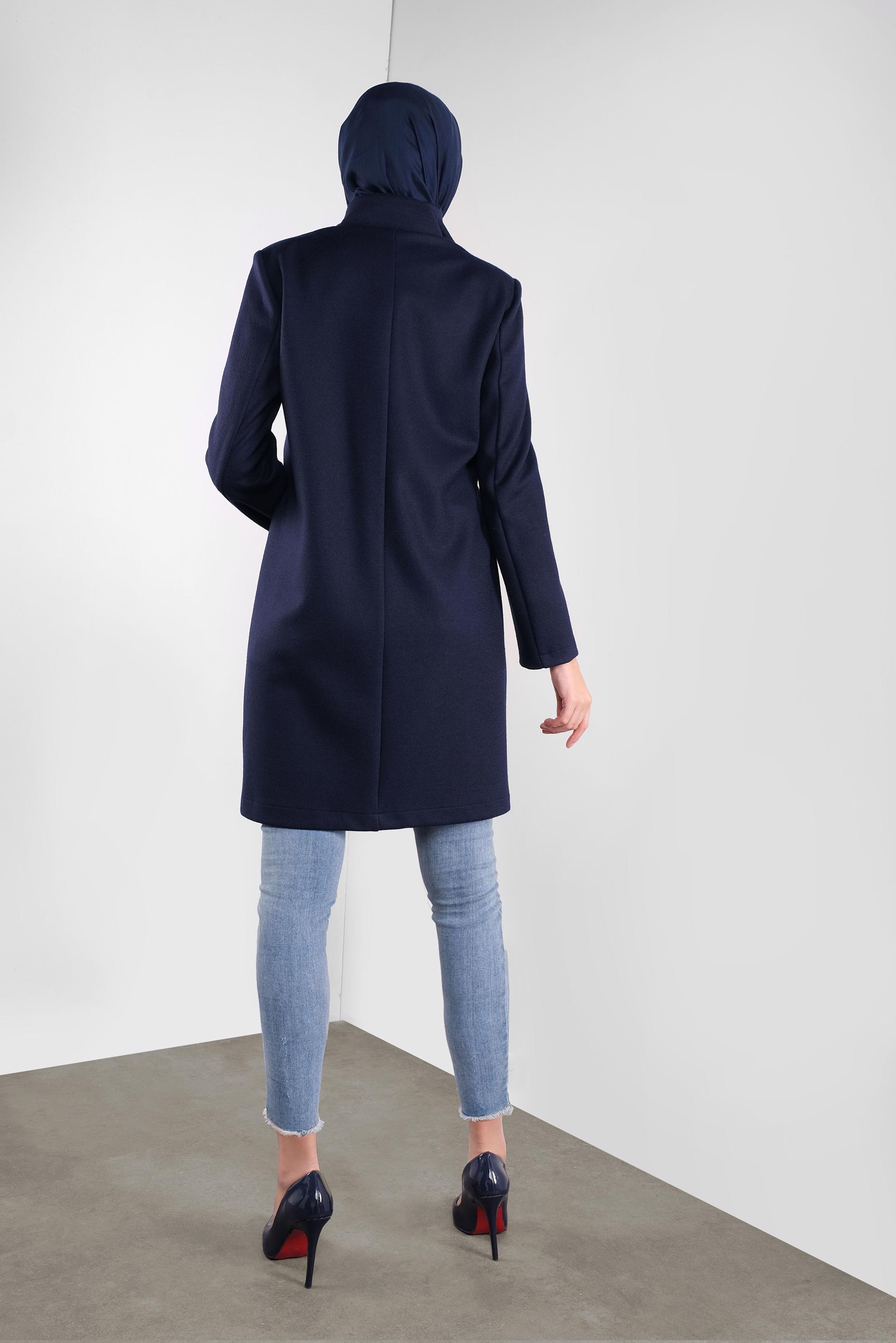 Tesettür giyim LACİVERT FERMUARLI YÜN CEKET 41259