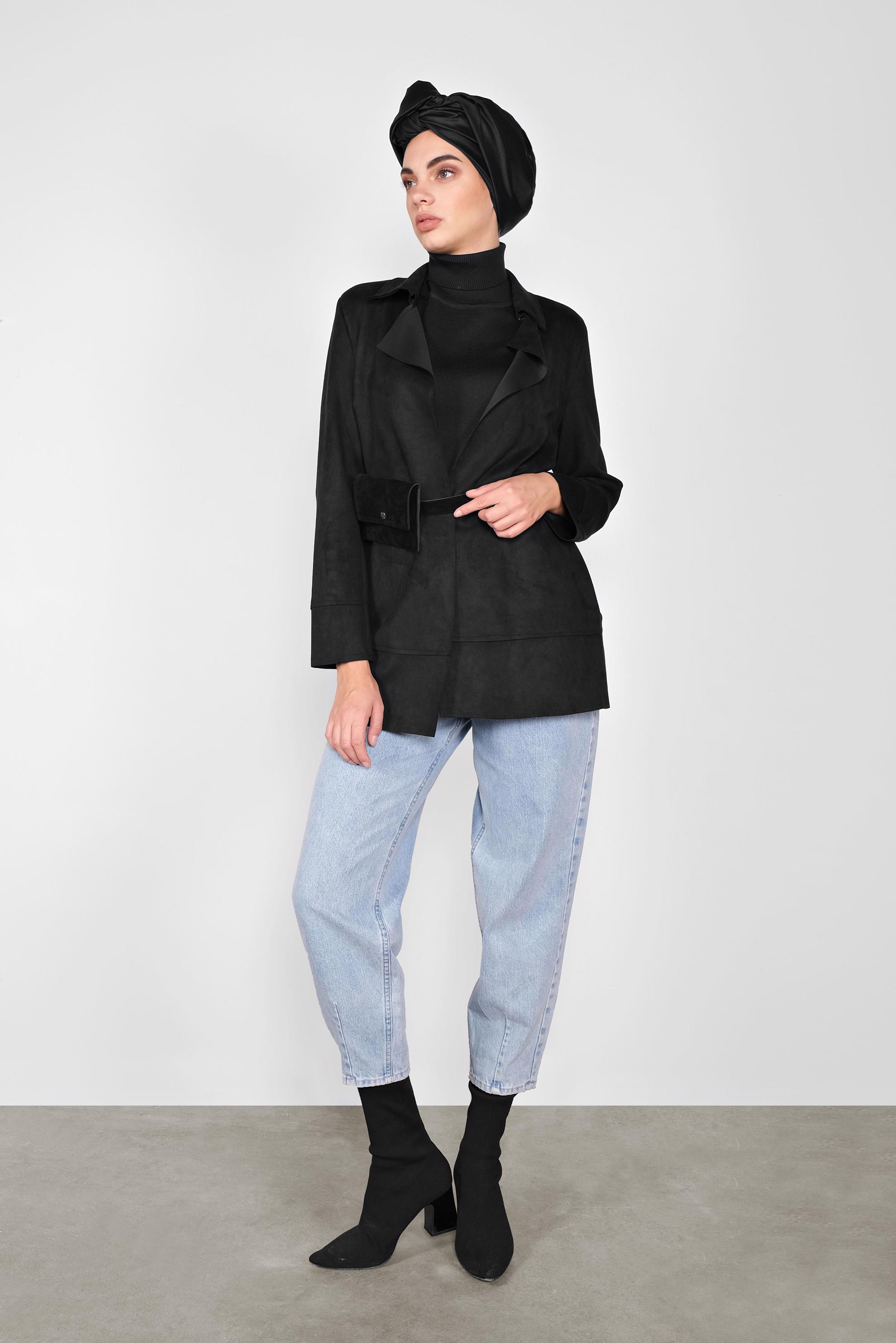 Tesettür giyim SİYAH SÜET CEKET 41261 