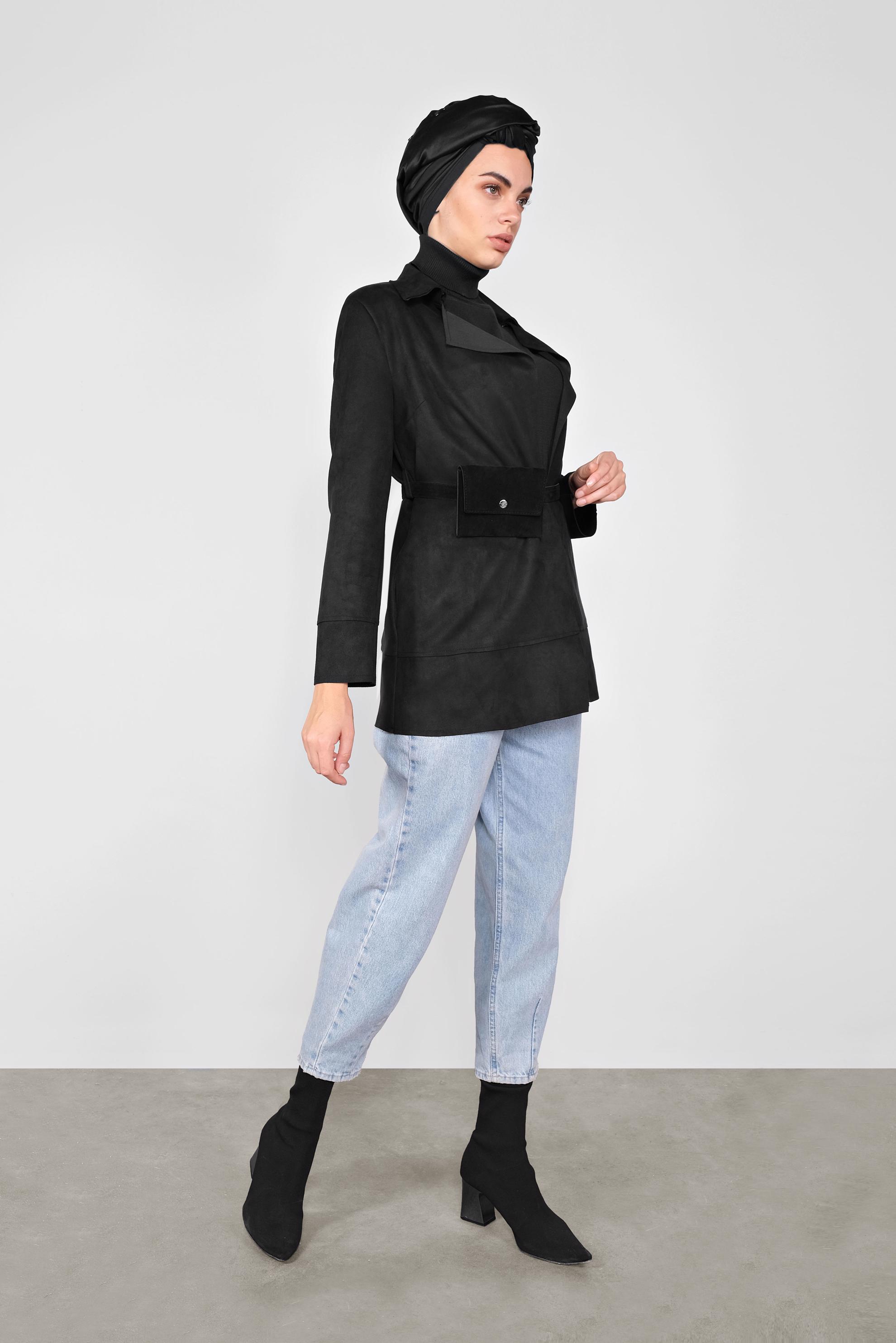 Tesettür giyim SİYAH SÜET CEKET 41261 