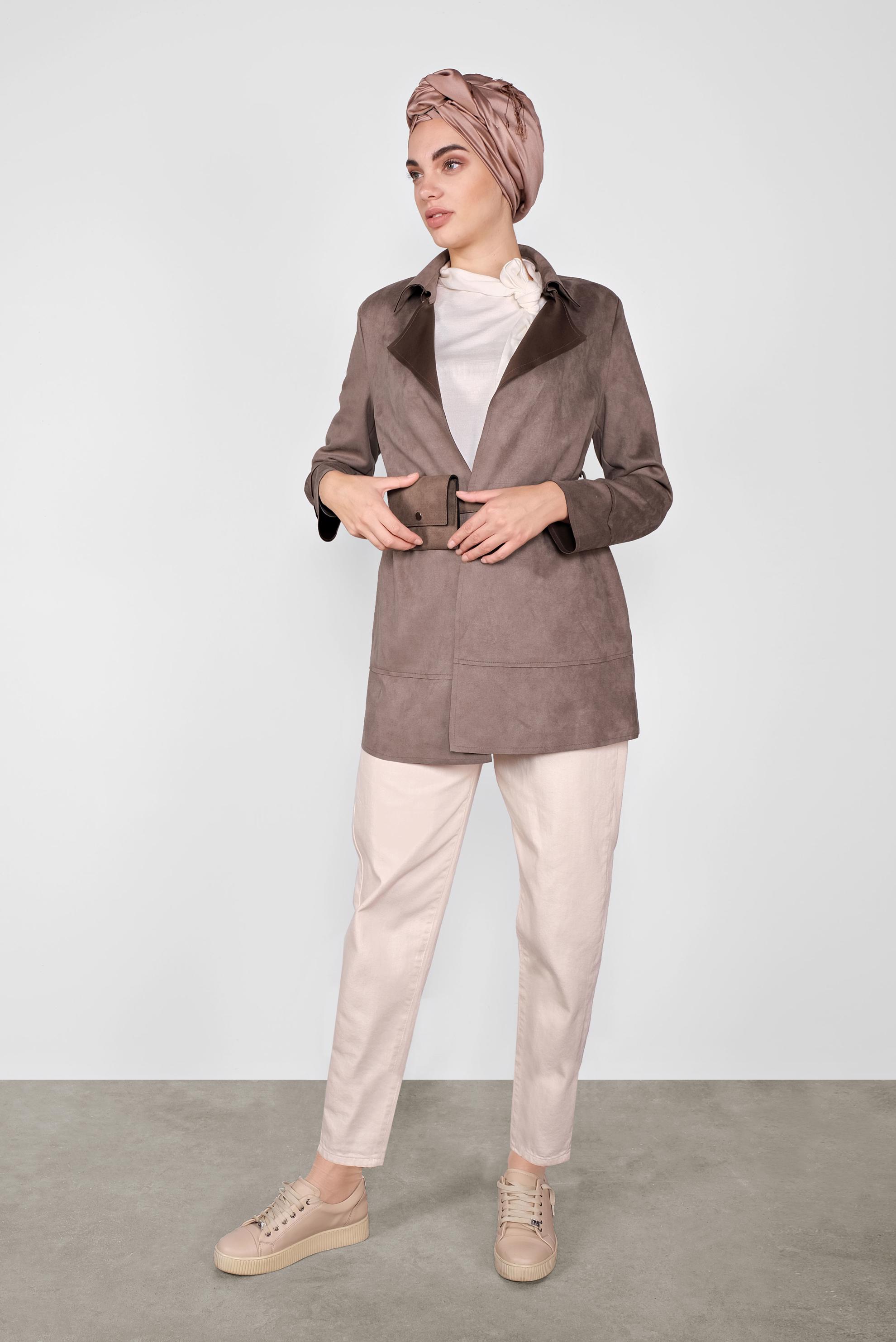 Tesettür giyim KAHVE SÜET CEKET 41261 