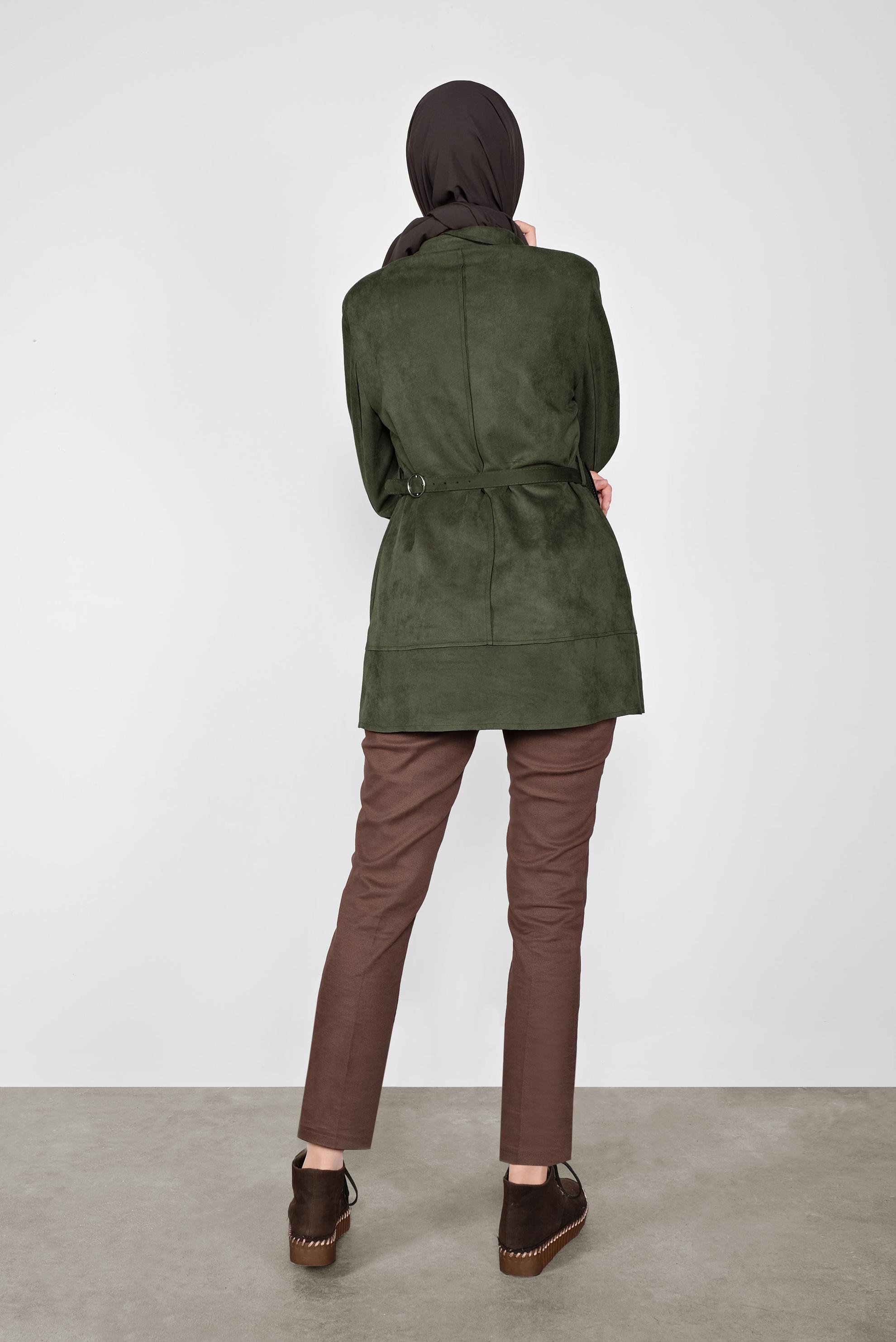 Tesettür giyim HAKİ SÜET CEKET 41261 