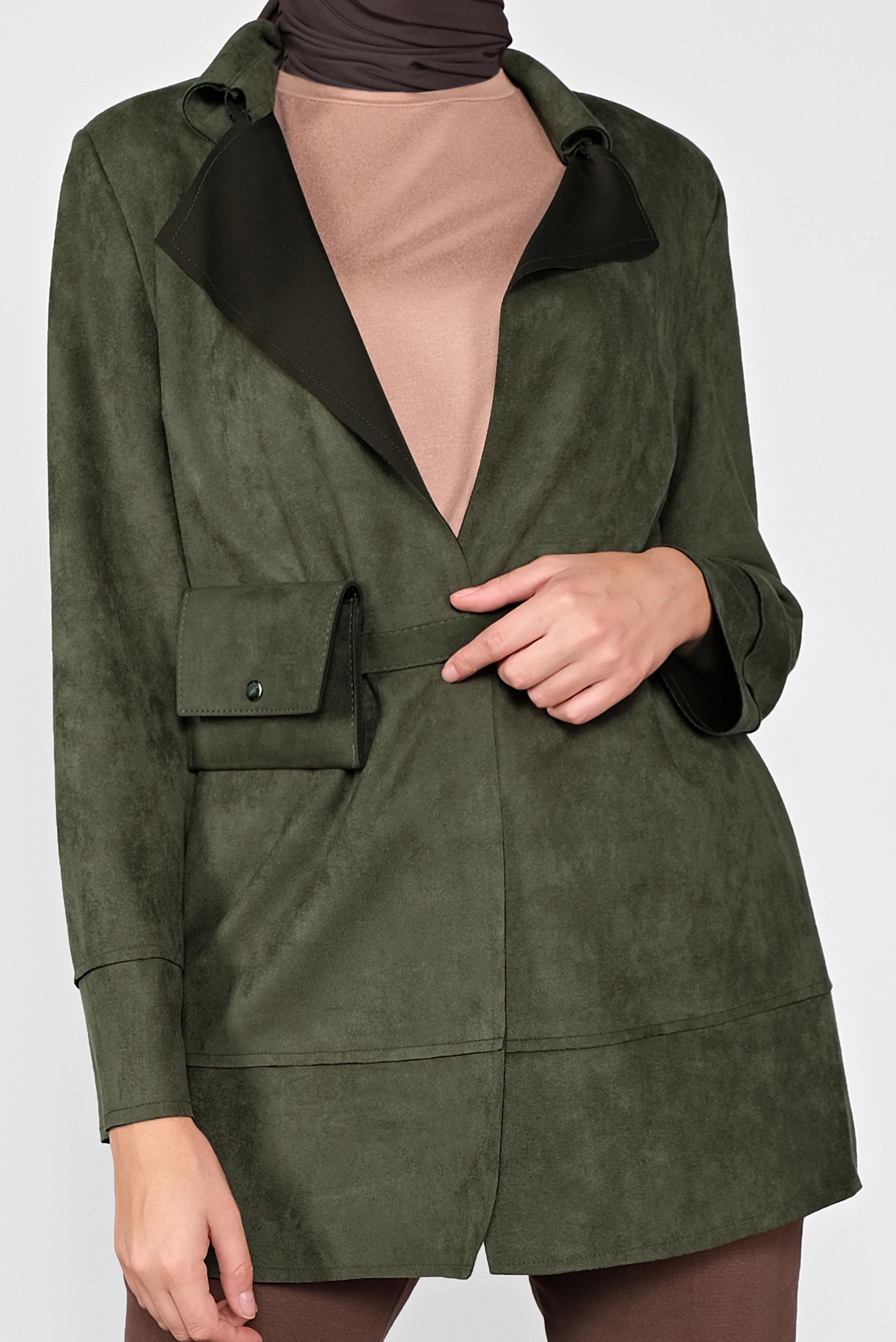 Tesettür giyim HAKİ SÜET CEKET 41261 