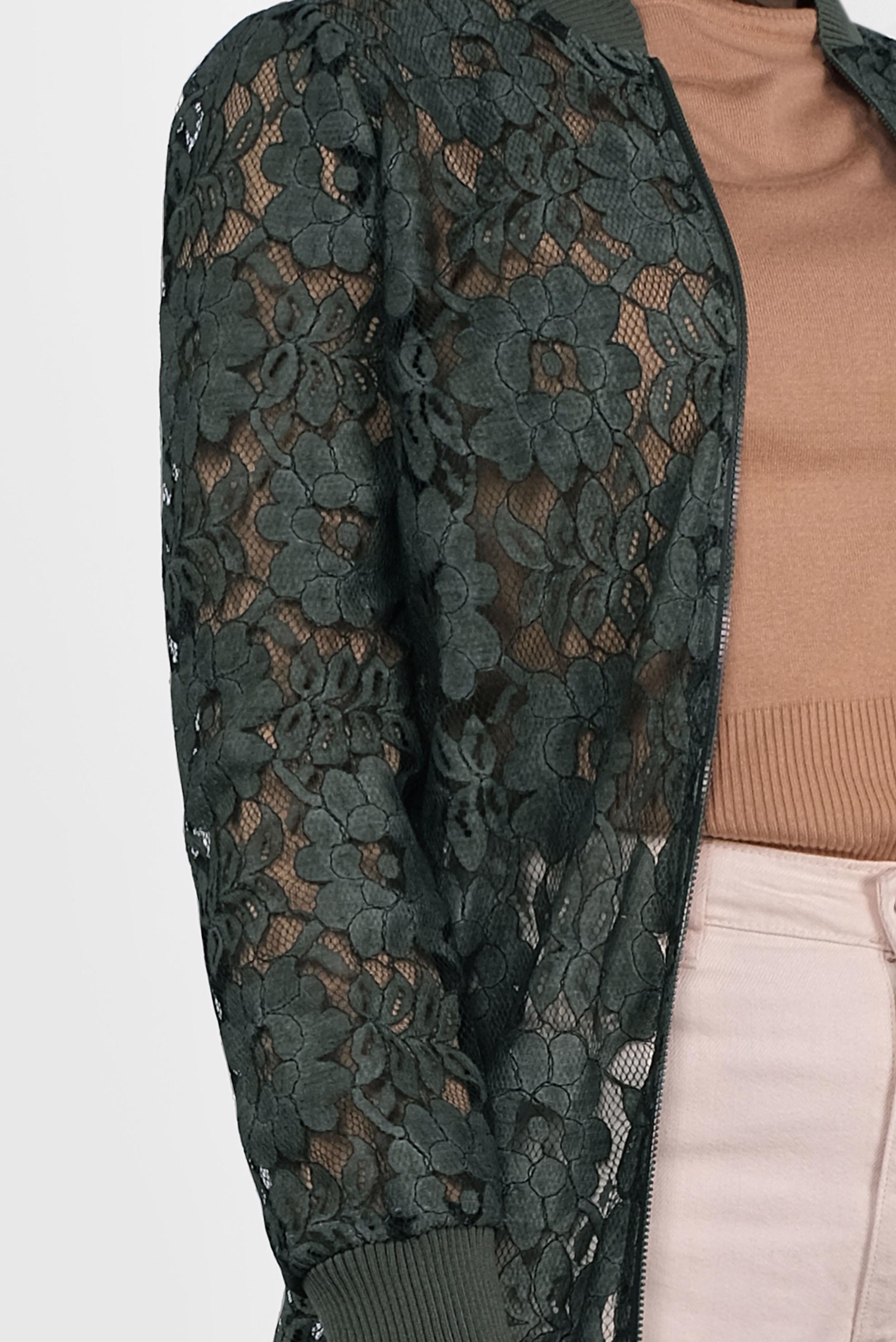 Tesettür giyim HAKİ ÇİÇEK DESENLİ DANTEL CEKET 41281 