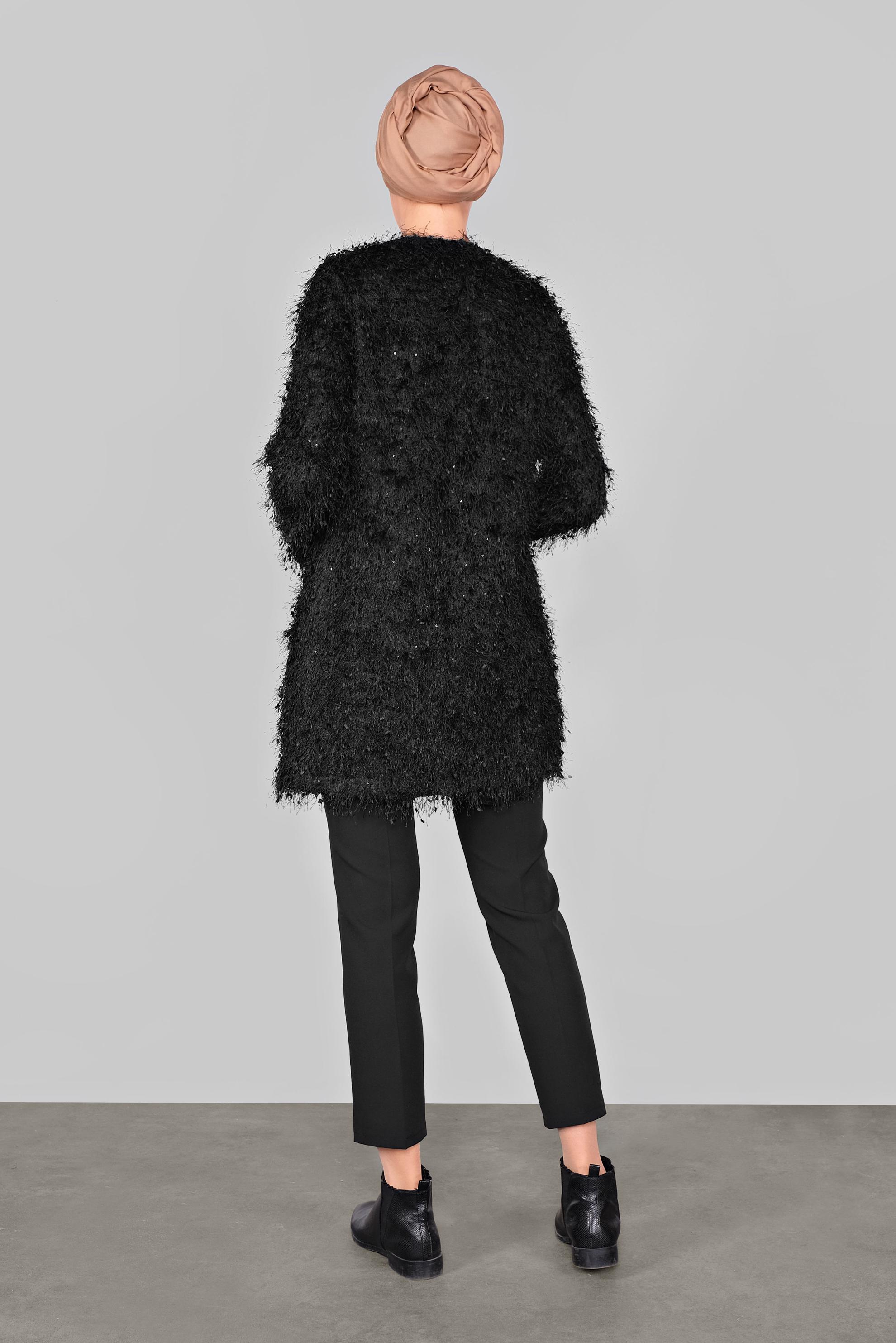 Tesettür giyim SİYAH SAÇAKLI CEKET 41299 