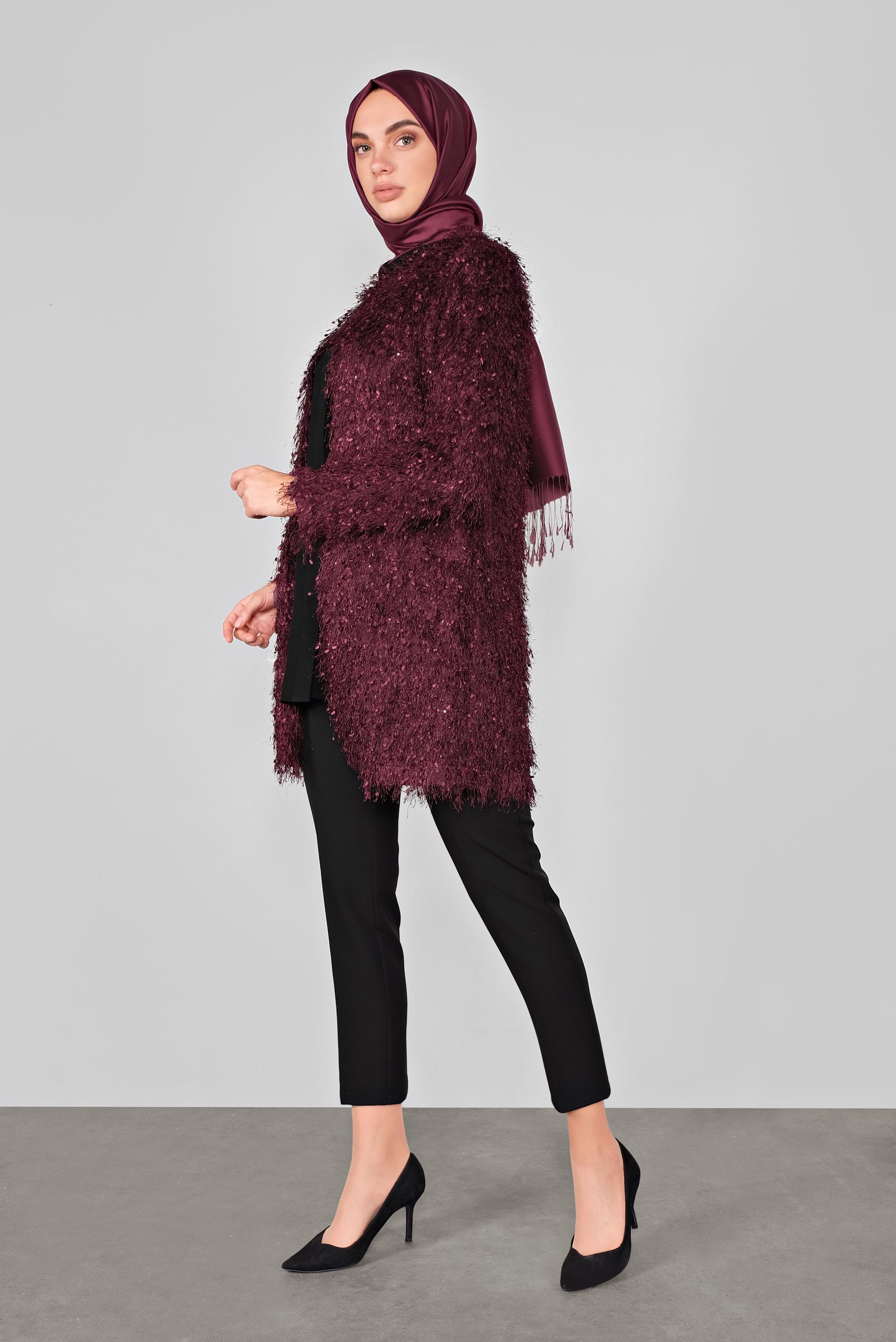 Tesettür giyim MÜRDÜM SAÇAKLI CEKET 41299 