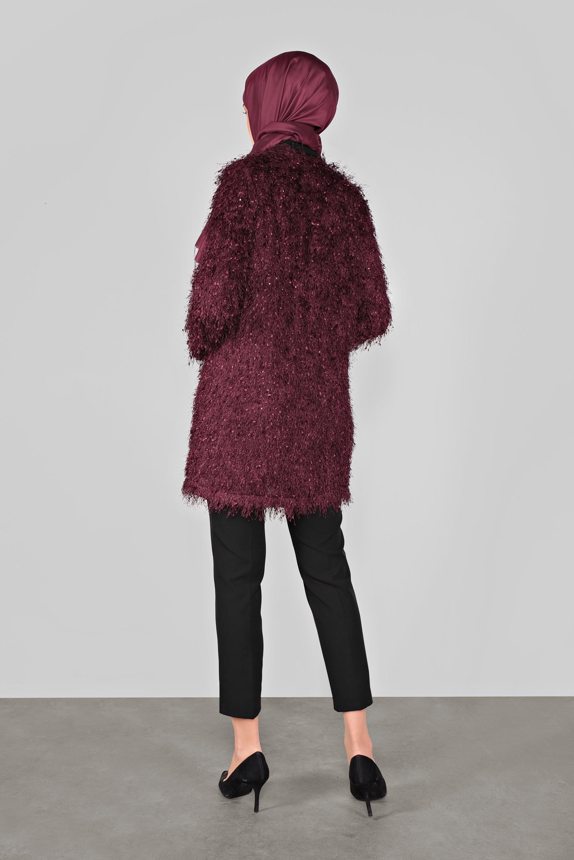 Tesettür giyim MÜRDÜM SAÇAKLI CEKET 41299 