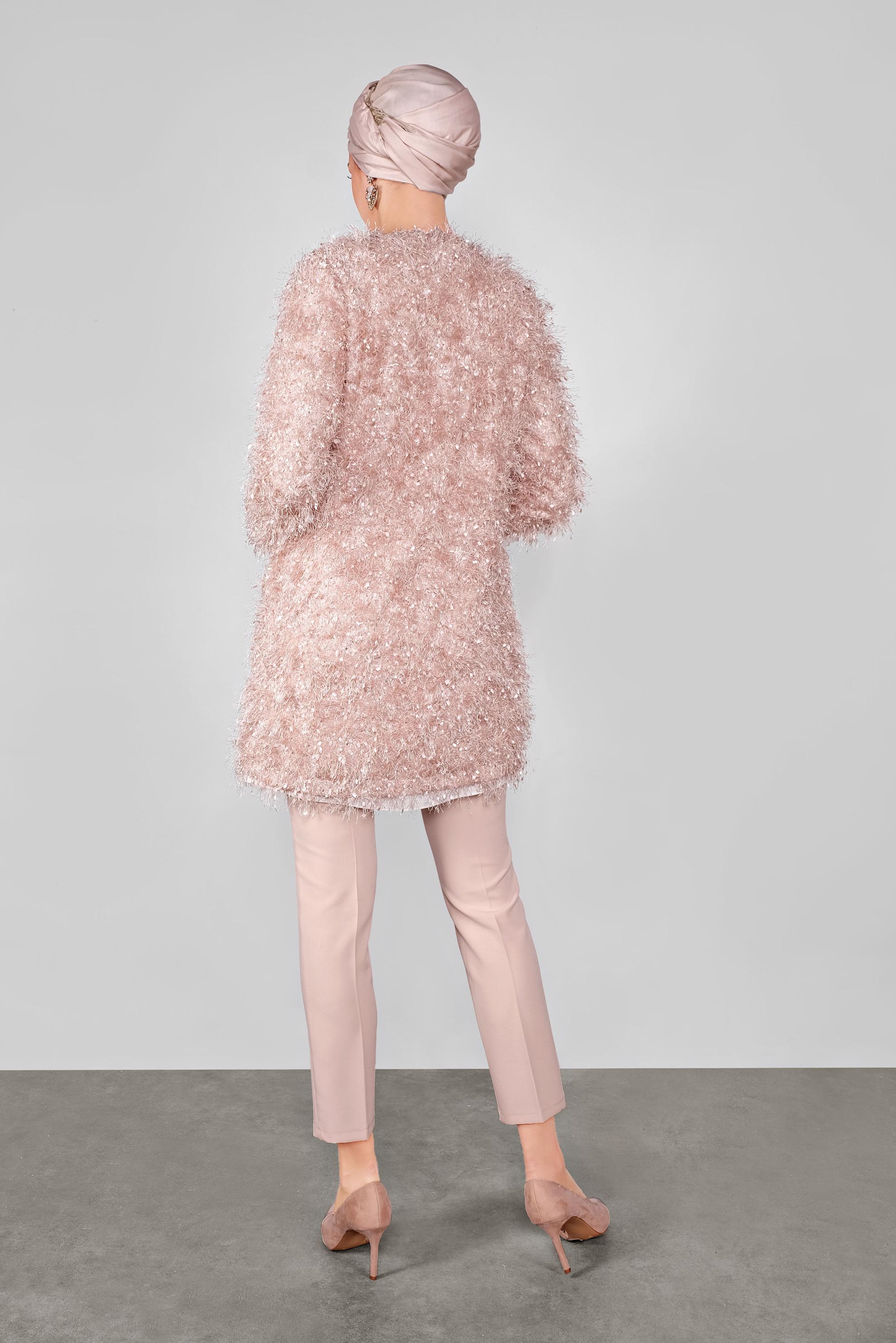 Tesettür giyim PUDRA SAÇAKLI CEKET 41299 