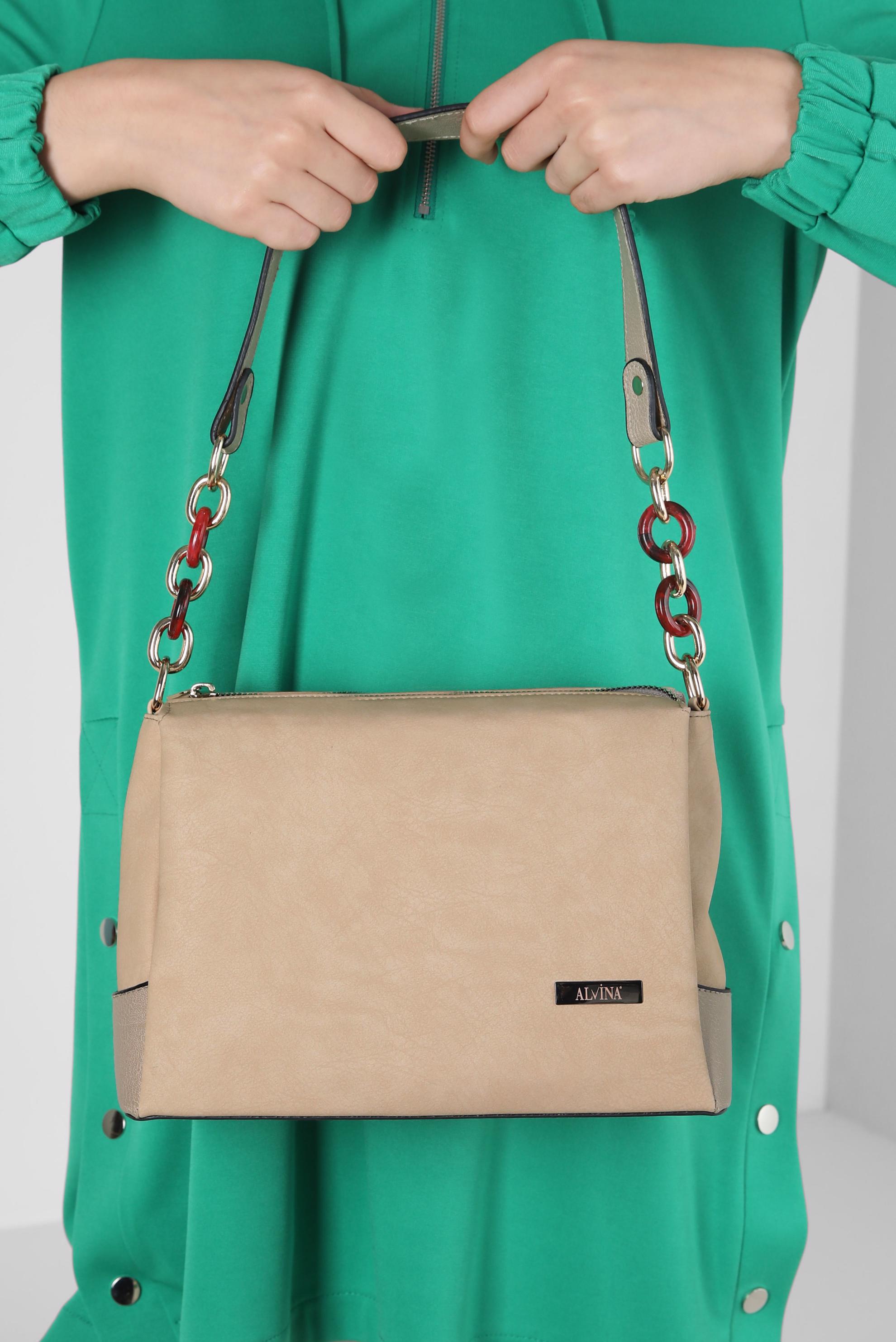 Tesettür giyim BEJ ALVİNA ÇANTA 925 