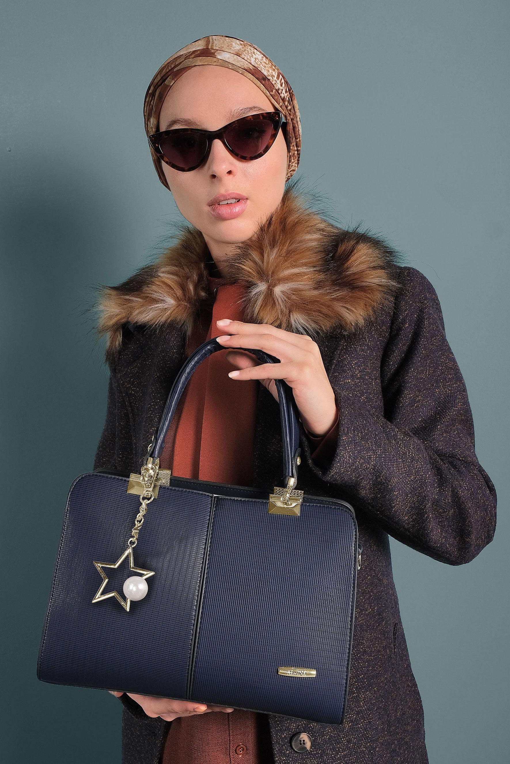 Tesettür giyim LACİVERT ALVİNA ÇANTA 7030