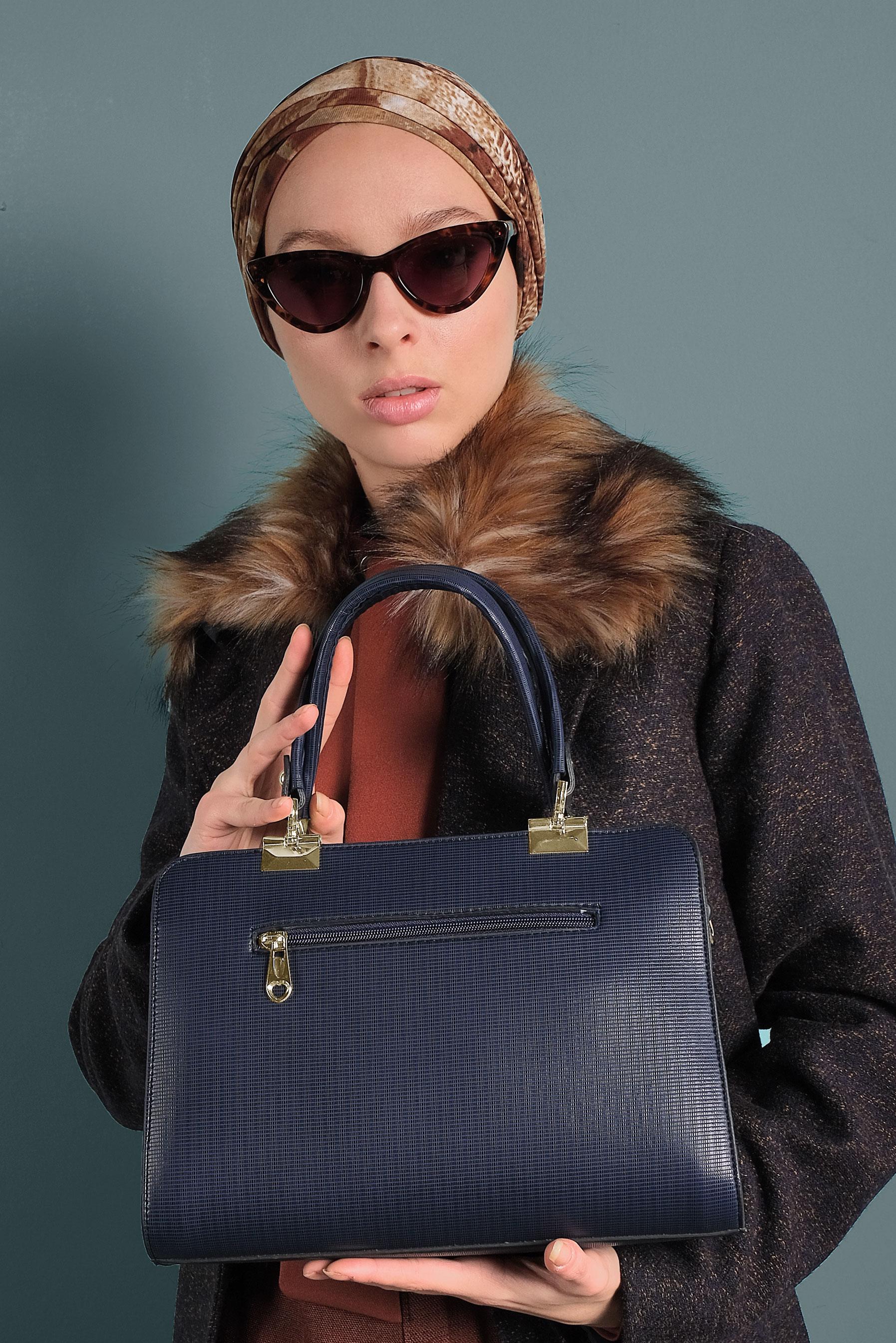 Tesettür giyim LACİVERT ALVİNA ÇANTA 7030