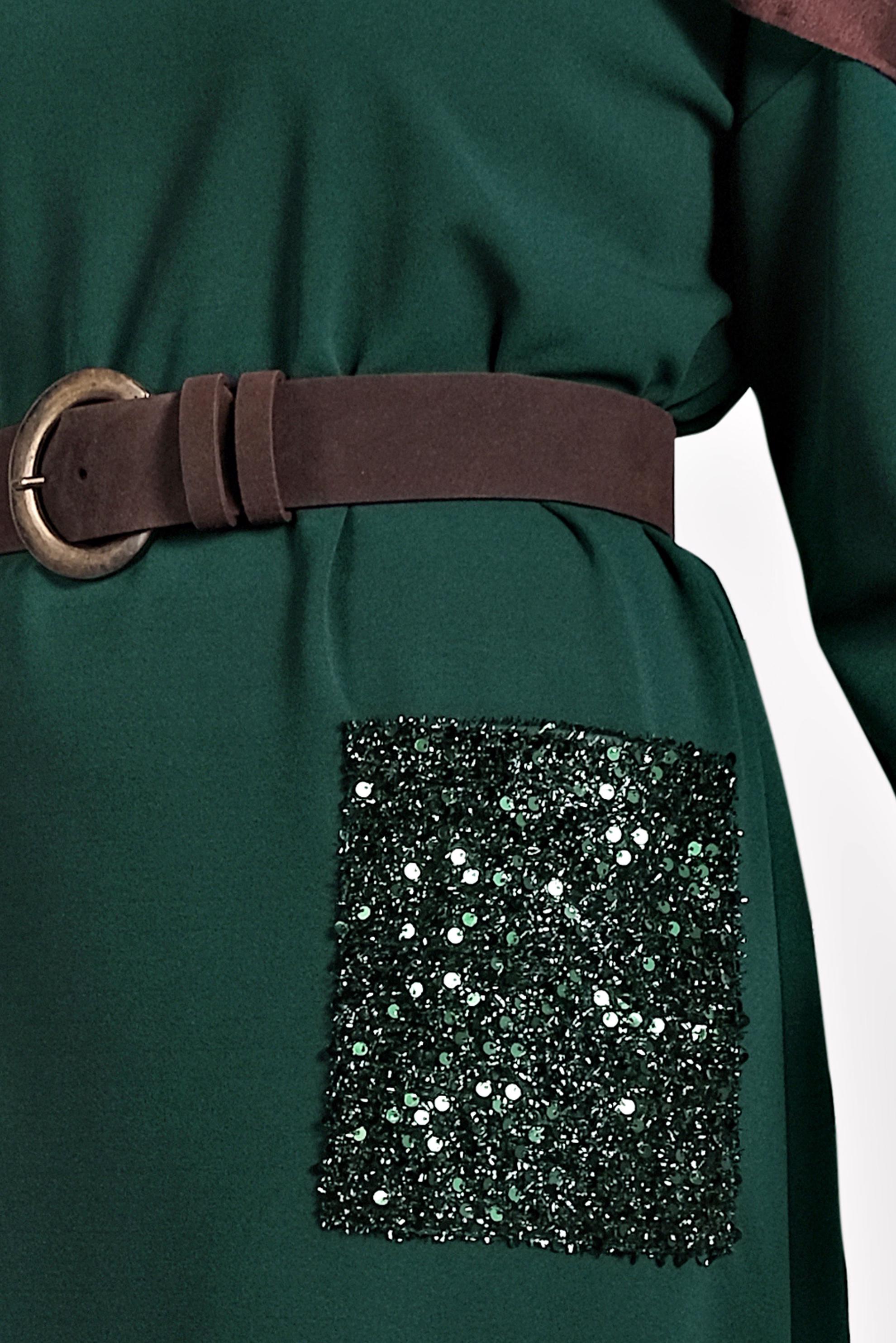 Hijab clothing GREEN SEQUINNED VOLUMINOUS CUT DRESS 20018 