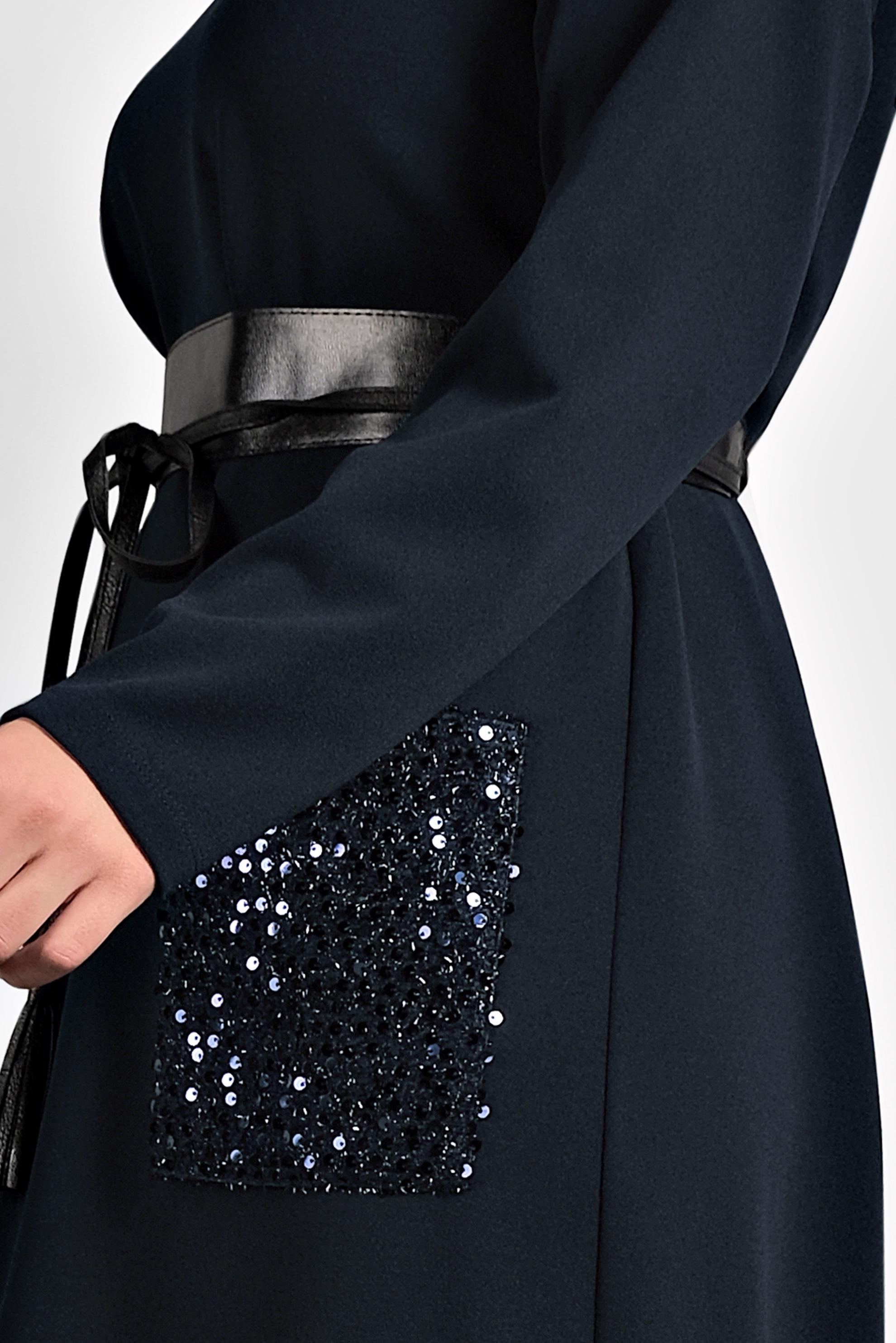 Tesettür giyim LACİVERT PULLU GENİŞ KESİM ELBİSE 20018 