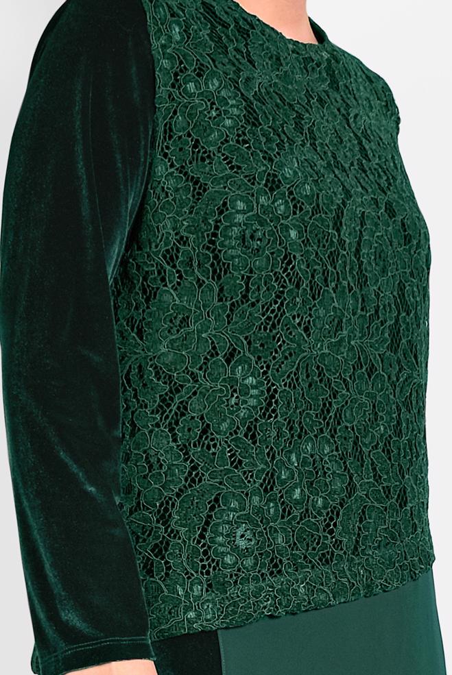 Hijab clothing GREEN GUIPURED CHIFFON DRESS 20021  - ALVİNA
