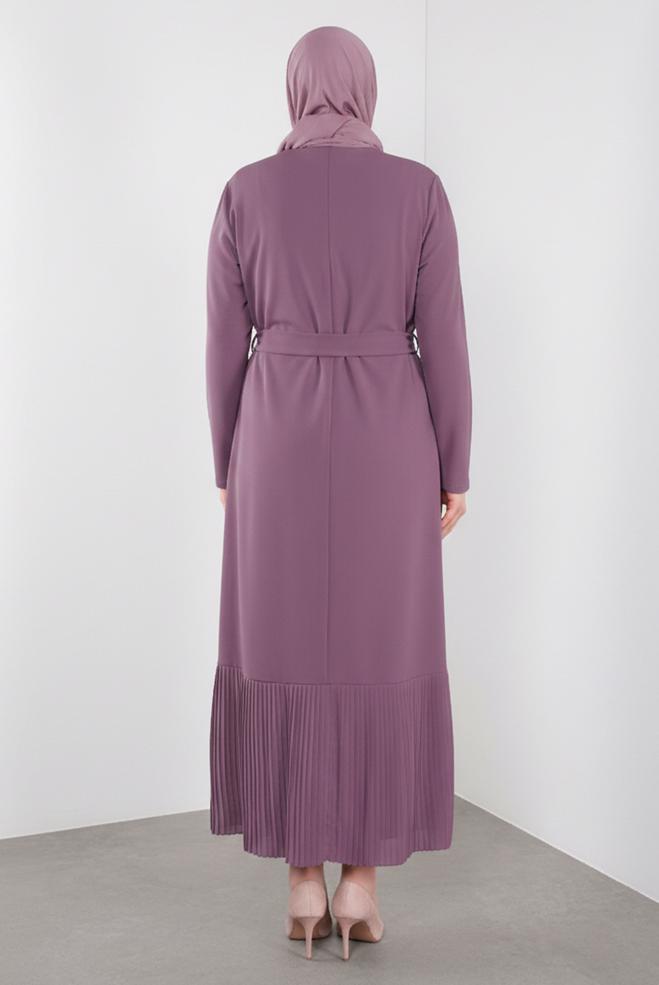 Vêtements hijab ROSE ROBE CEINTURÉE À OURLET PLISSÉ 20117 - ALVİNA