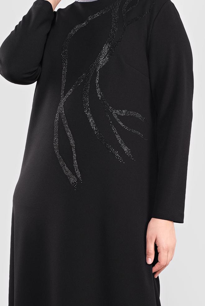 Hijab clothing BLACK EMBELLISHED DRESS 20119 - ALVİNA