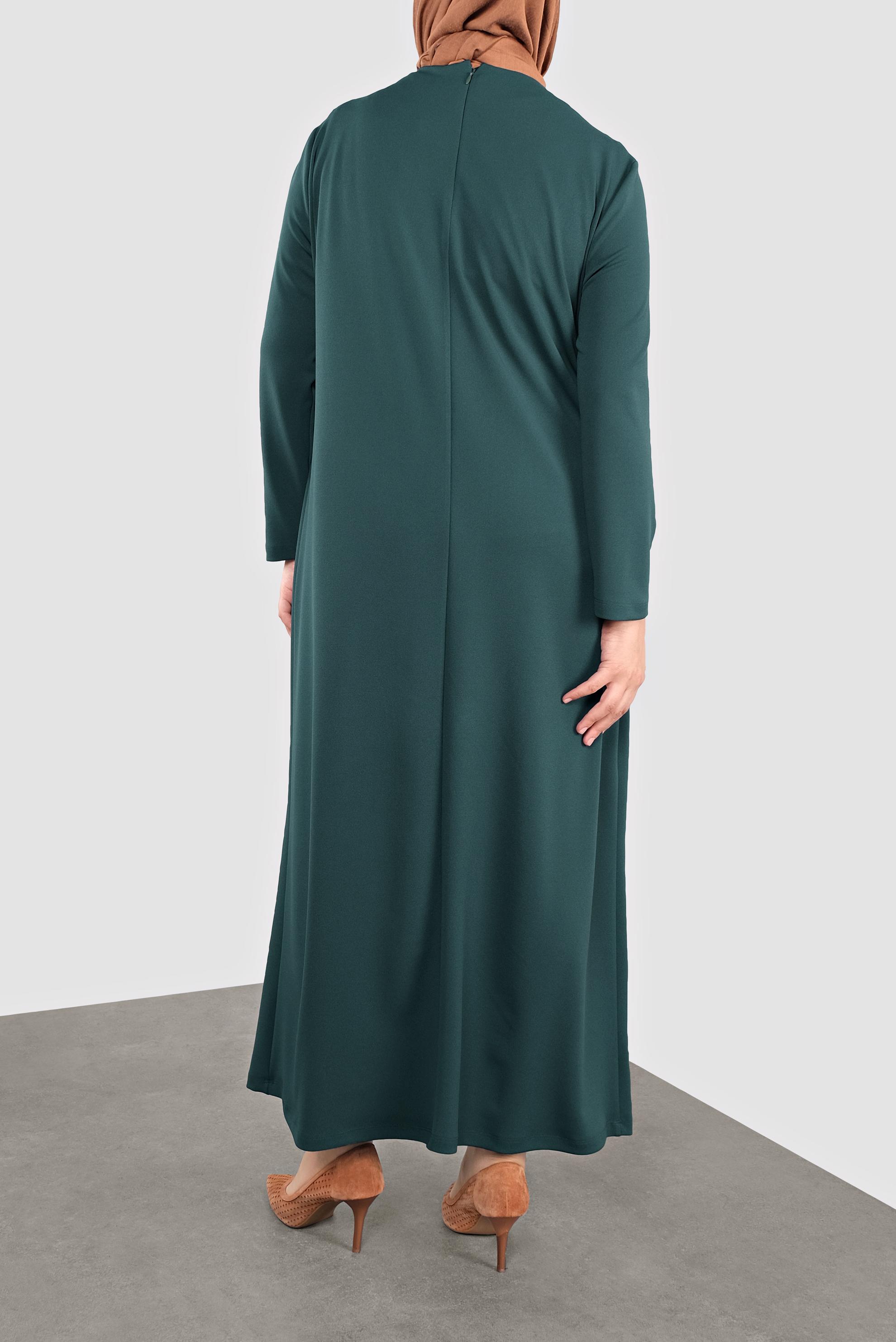 Tesettür giyim YEŞİL TAŞ BASKILI ELBİSE 20119