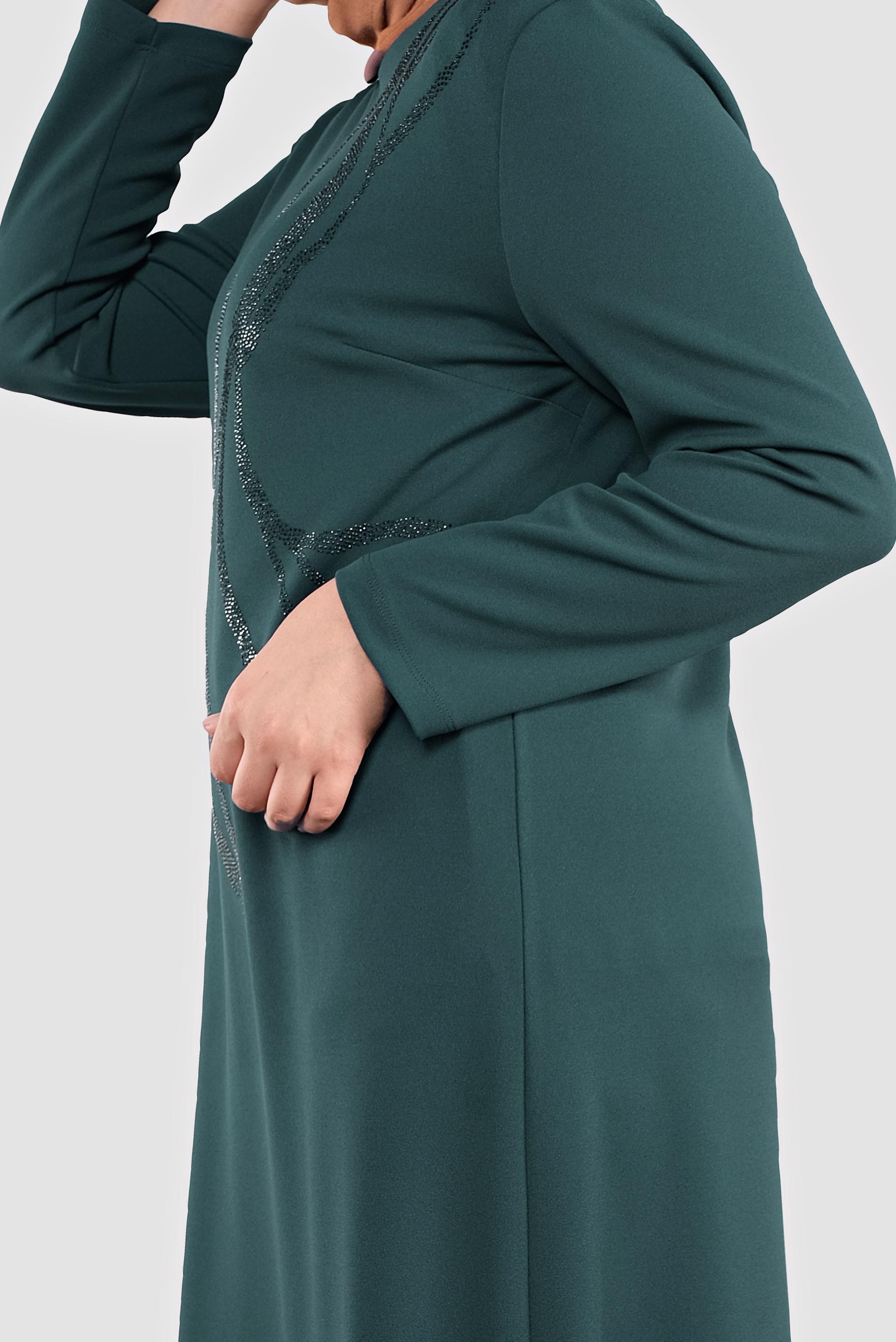 Tesettür giyim YEŞİL TAŞ BASKILI ELBİSE 20119