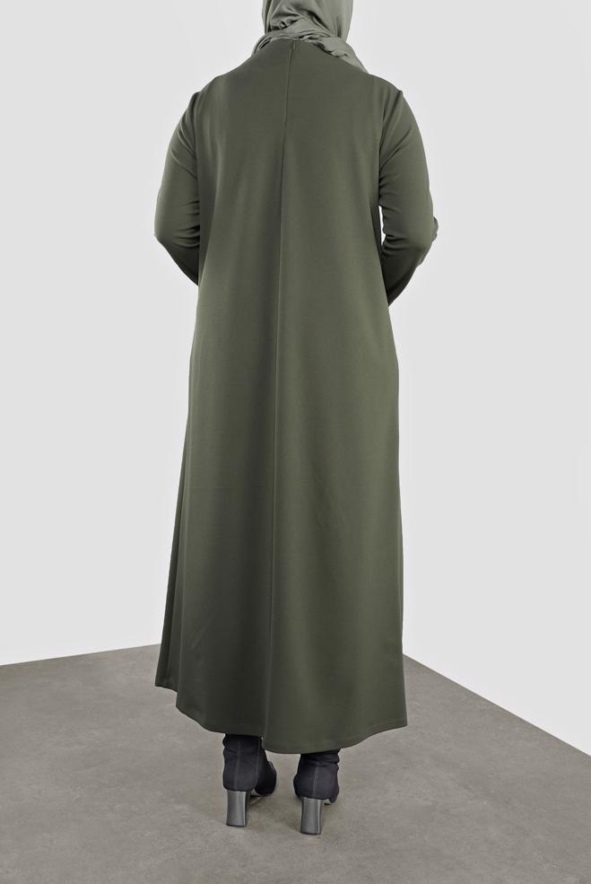 Hijab clothing KHAKI EMBELLISHED DRESS 20119 - ALVİNA