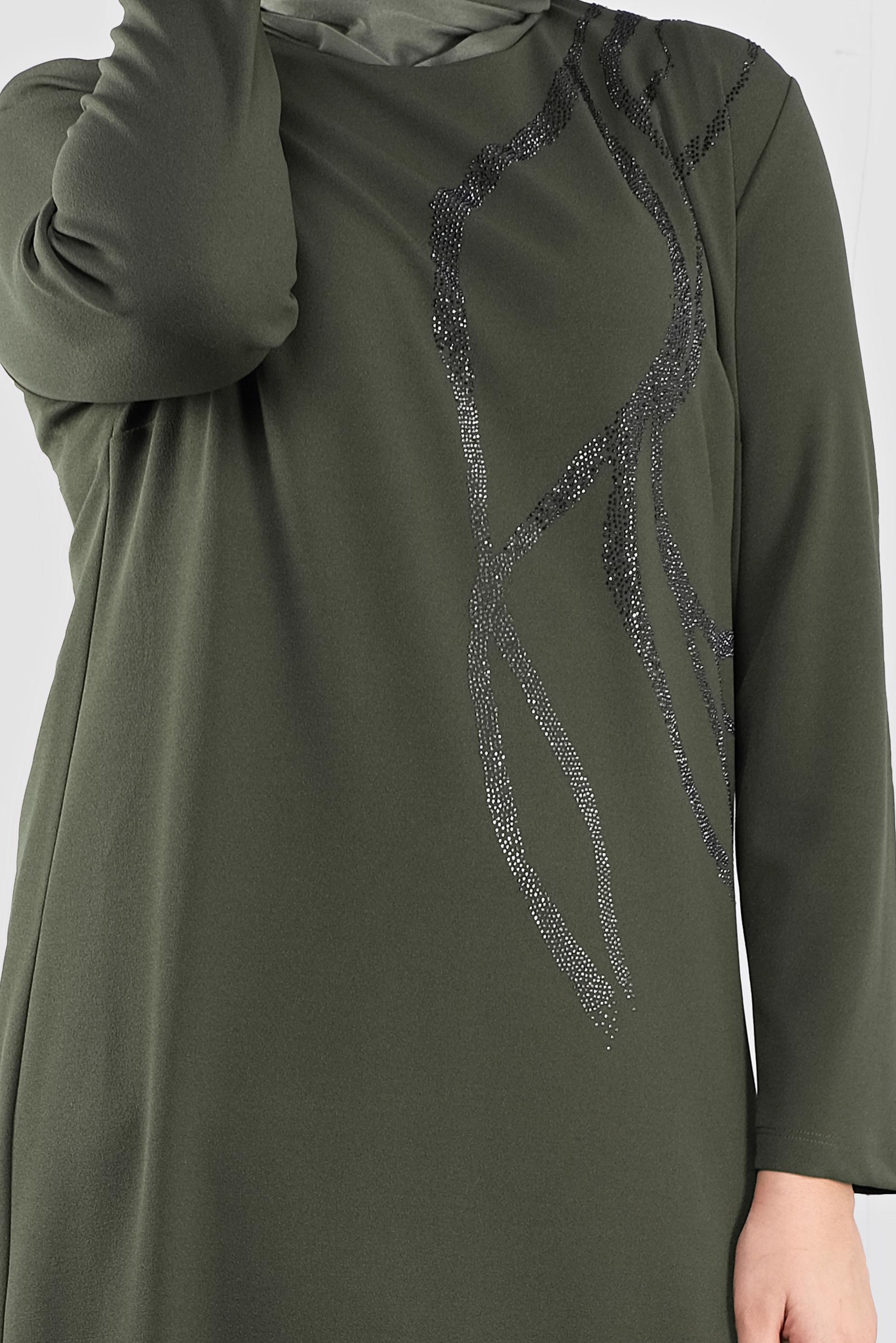 Vêtements hijab KAKI ROBE À EMBELLIE 20119 