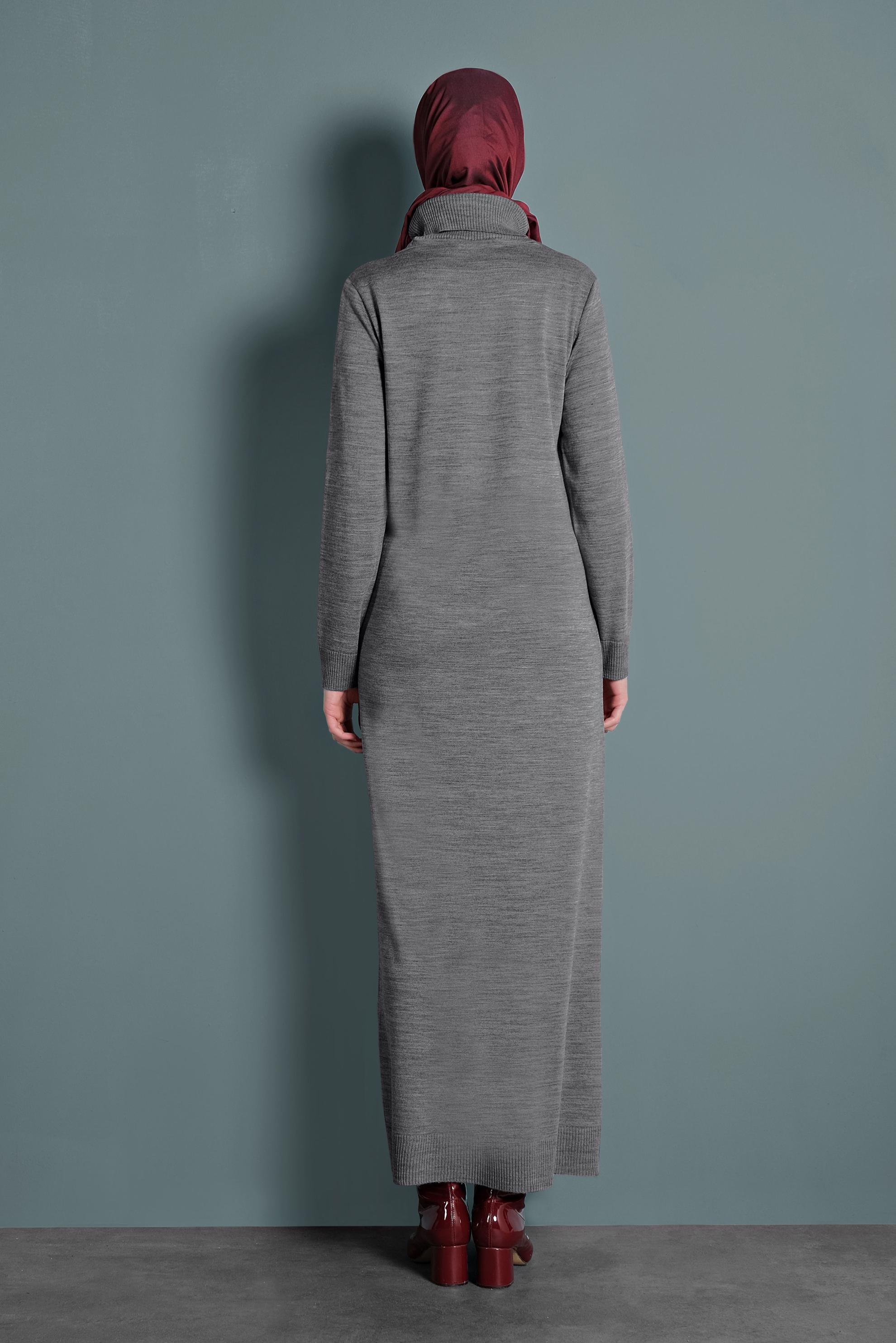 Hijab clothing GREY TURTLENECK KNIT DRESS 40024 