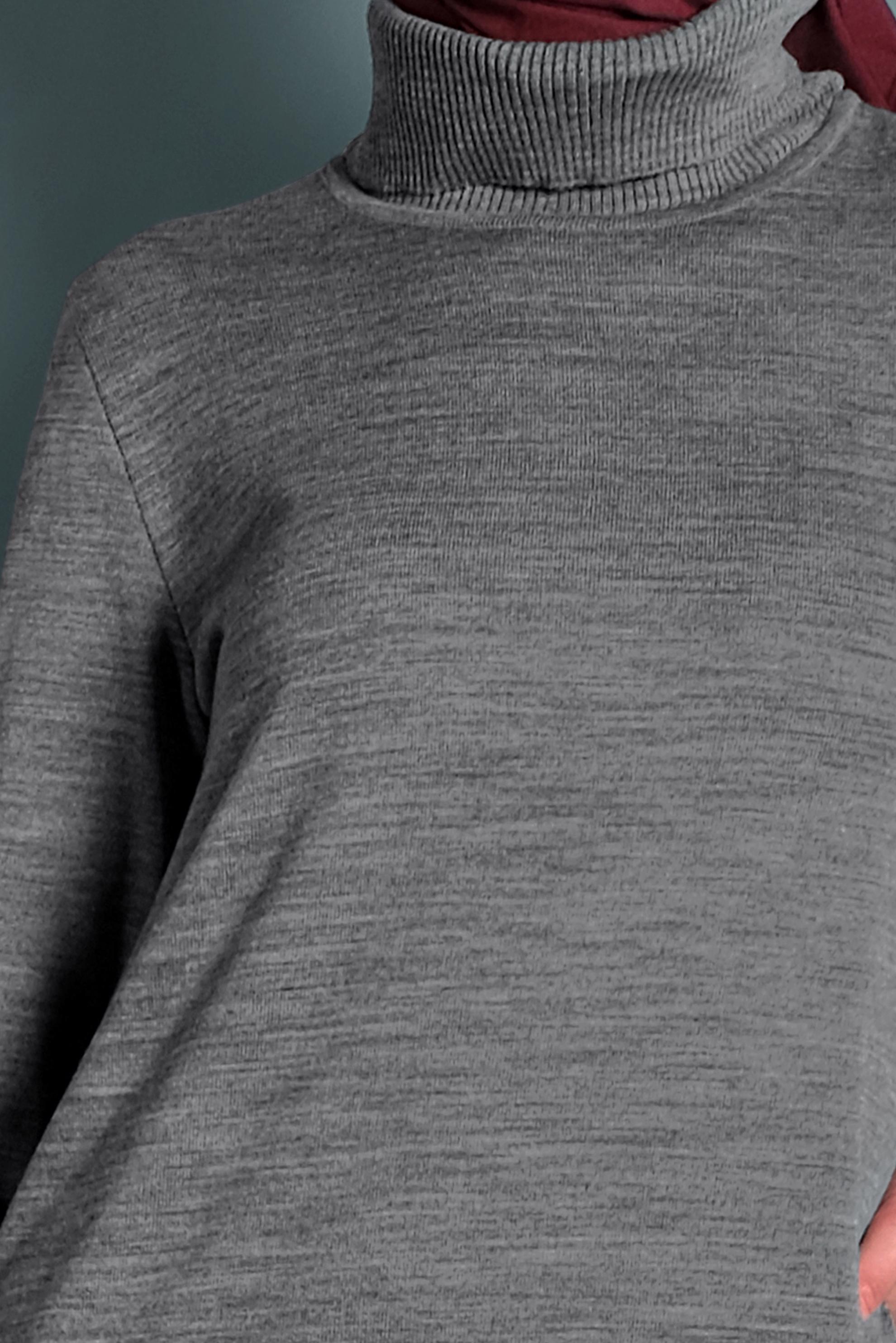 Hijab clothing GREY TURTLENECK KNIT DRESS 40024 