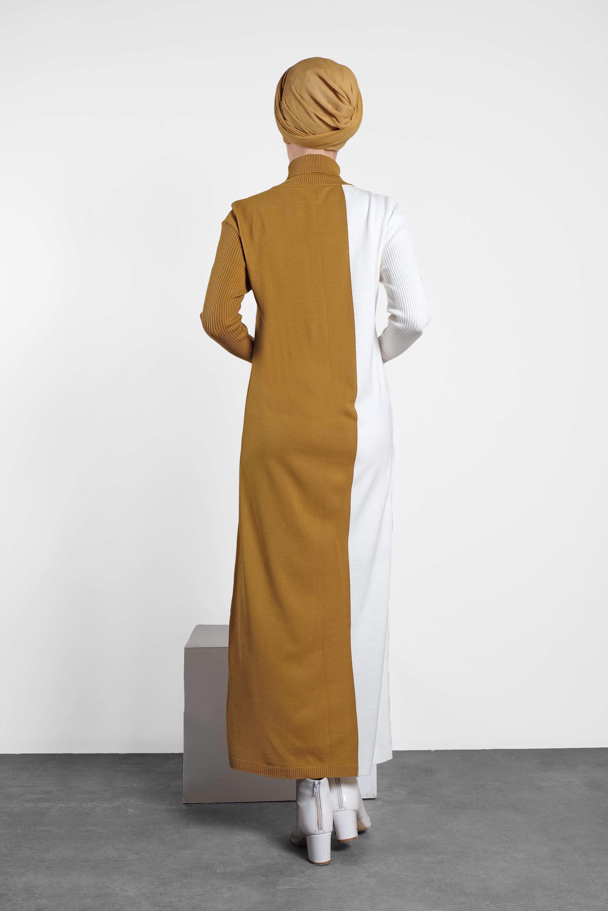 Hijab clothing YELLOW MOCK-NECK KNIT DRESS 40041 