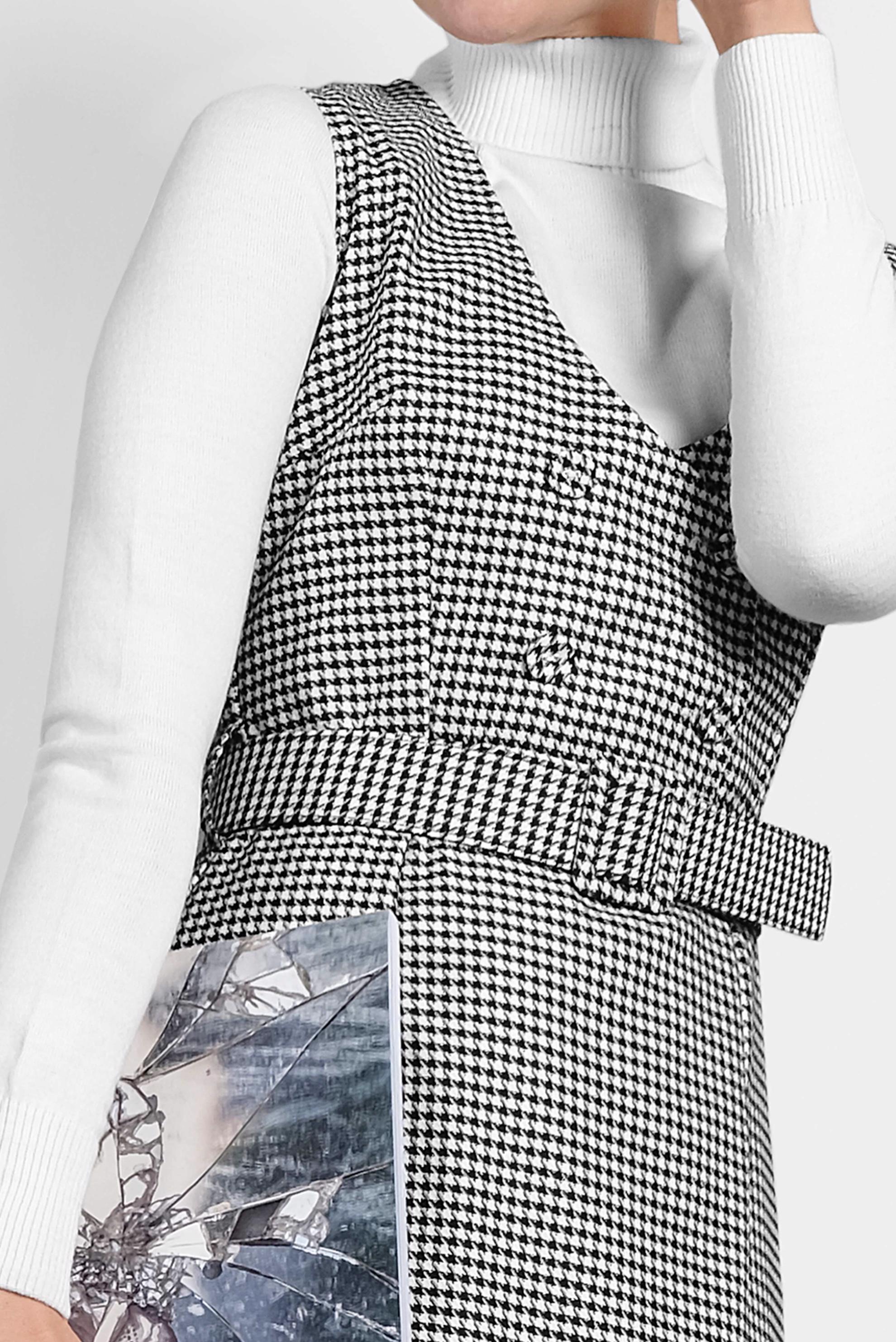 Tesettür giyim SİYAH DÜĞMELİ KEMERLİ KAZAYAĞI DESEN ELBİSE 40126 