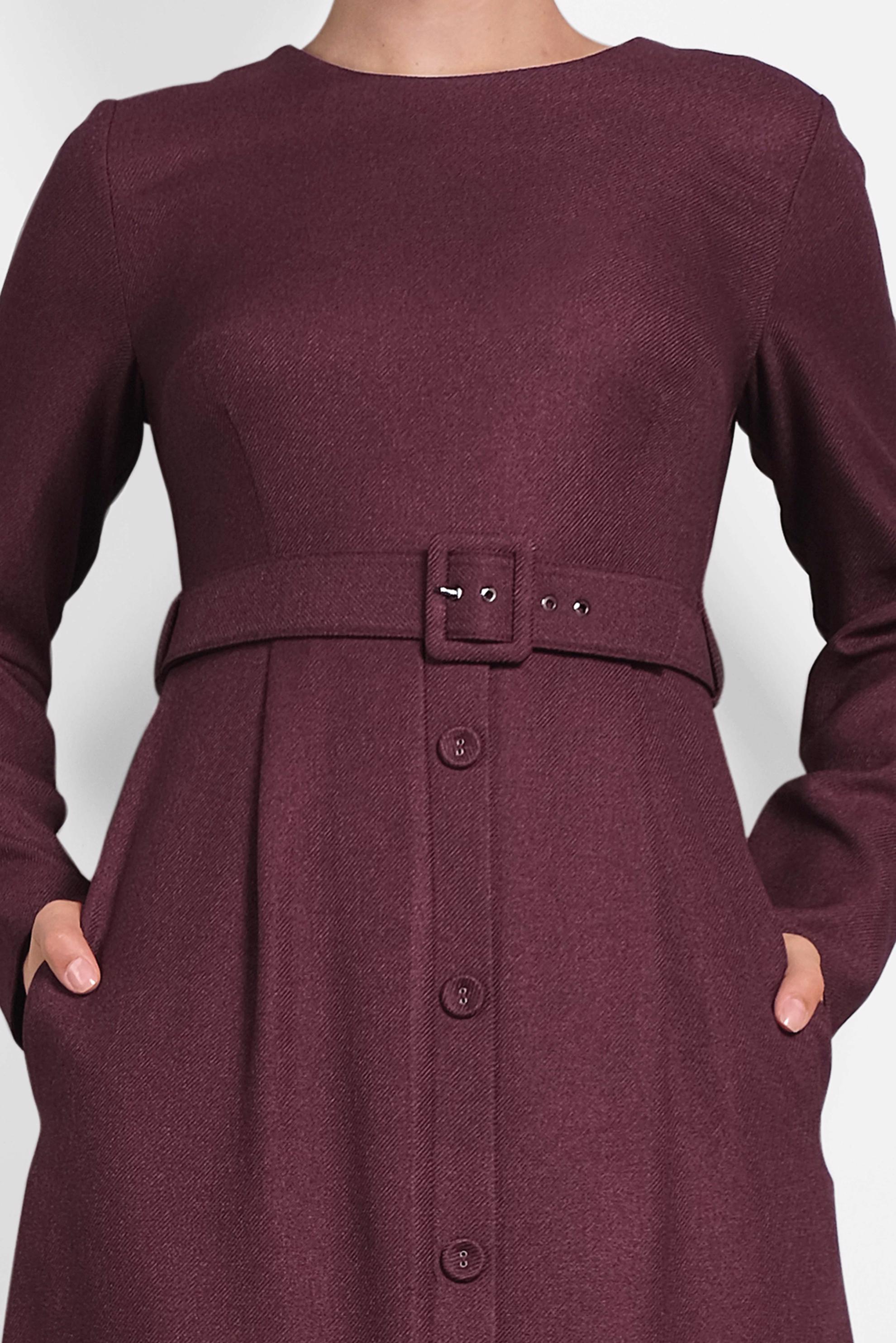 Tesettür giyim MÜRDÜM KEMERLİ DÜĞMELİ ELBİSE 40134	