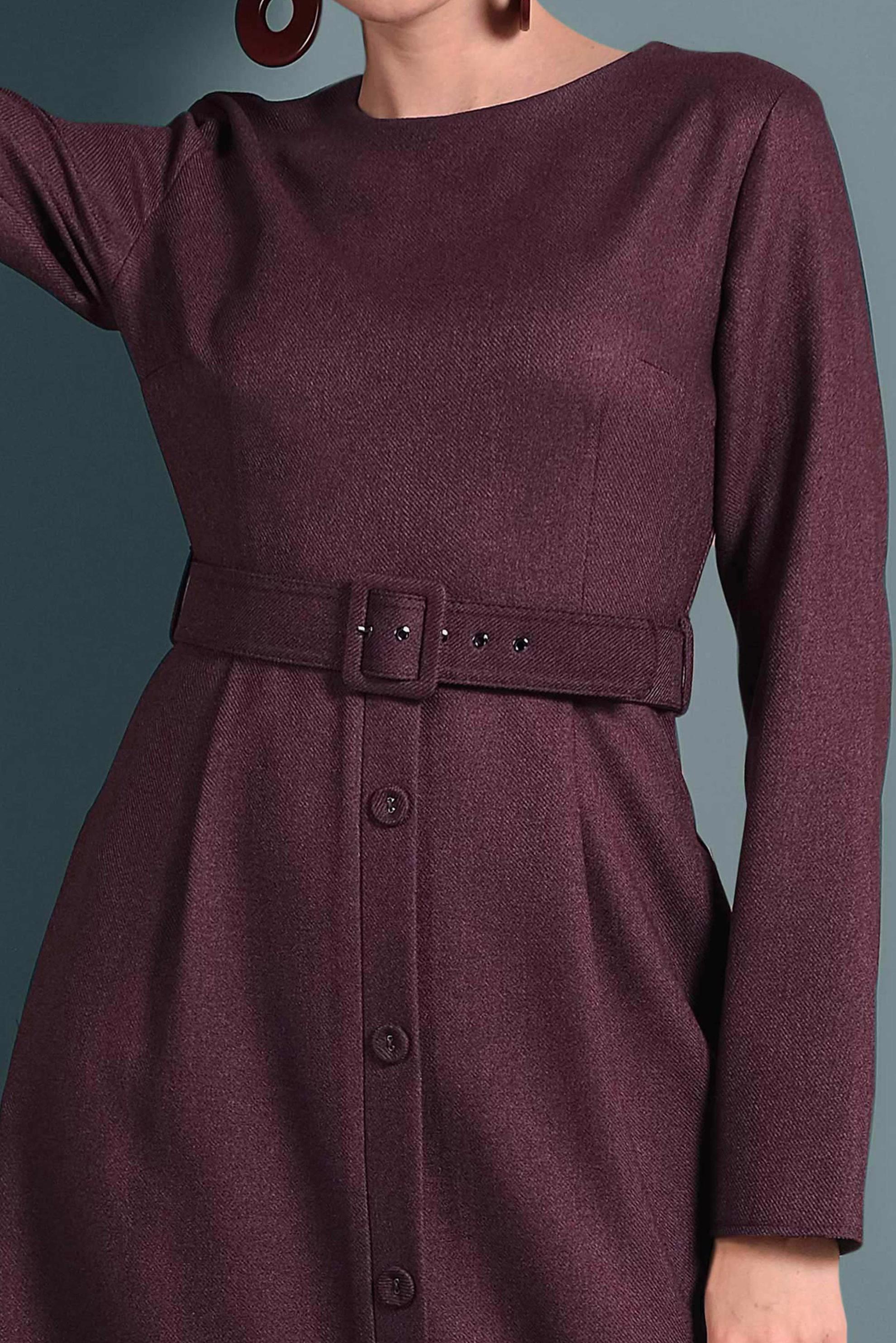 Tesettür giyim MÜRDÜM KEMERLİ DÜĞMELİ ELBİSE 40134	