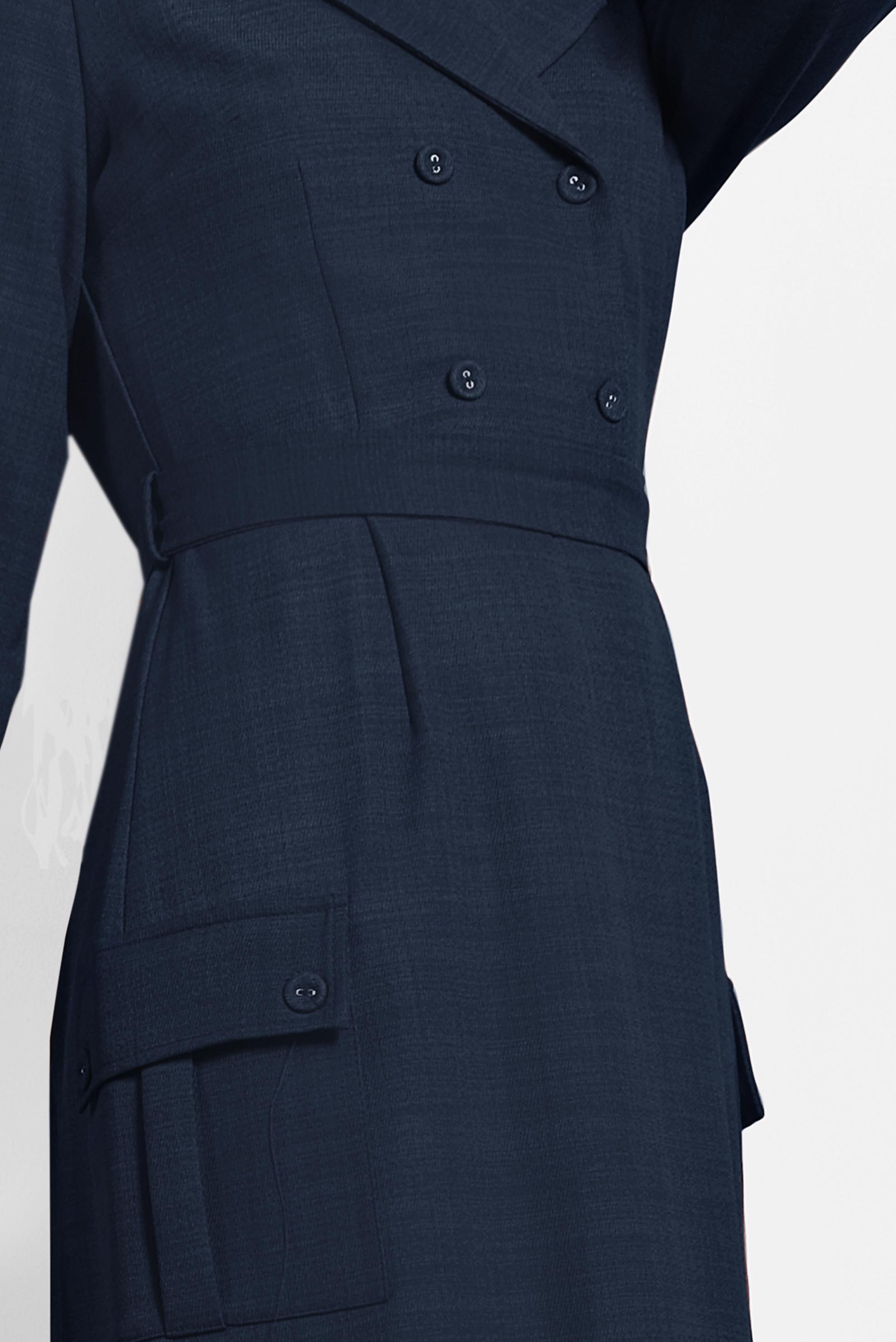 Tesettür giyim LACİVERT CEPLİ KRUVAZE YAKA ELBİSE 40176 