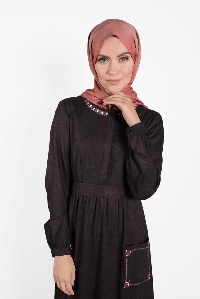 Hijab clothing  EMBROIDERED DRESS 40193 - ALVİNA