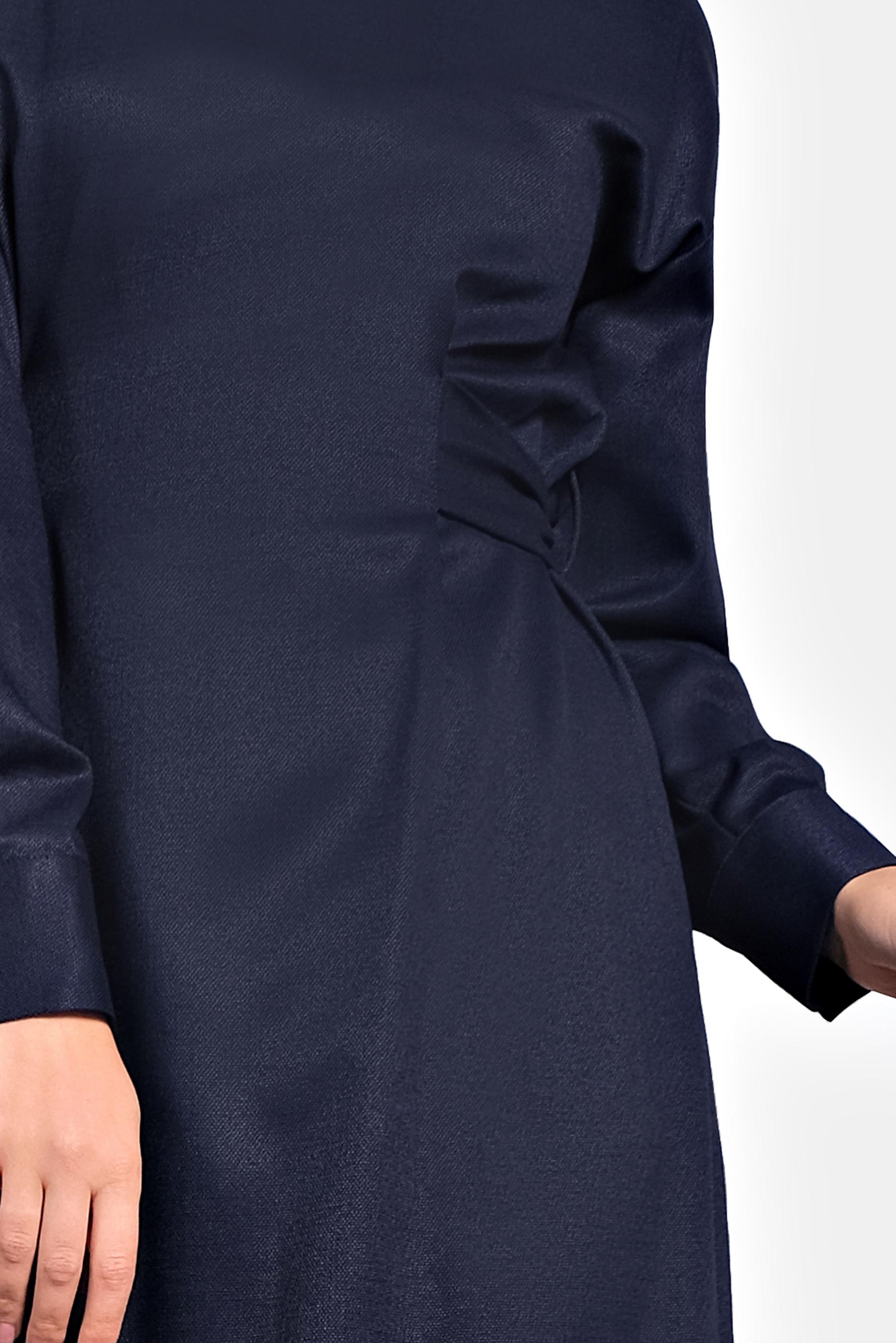 Tesettür giyim LACİVERT ARKADAN KUŞAKLI FERMUARLI ELBİSE 40195