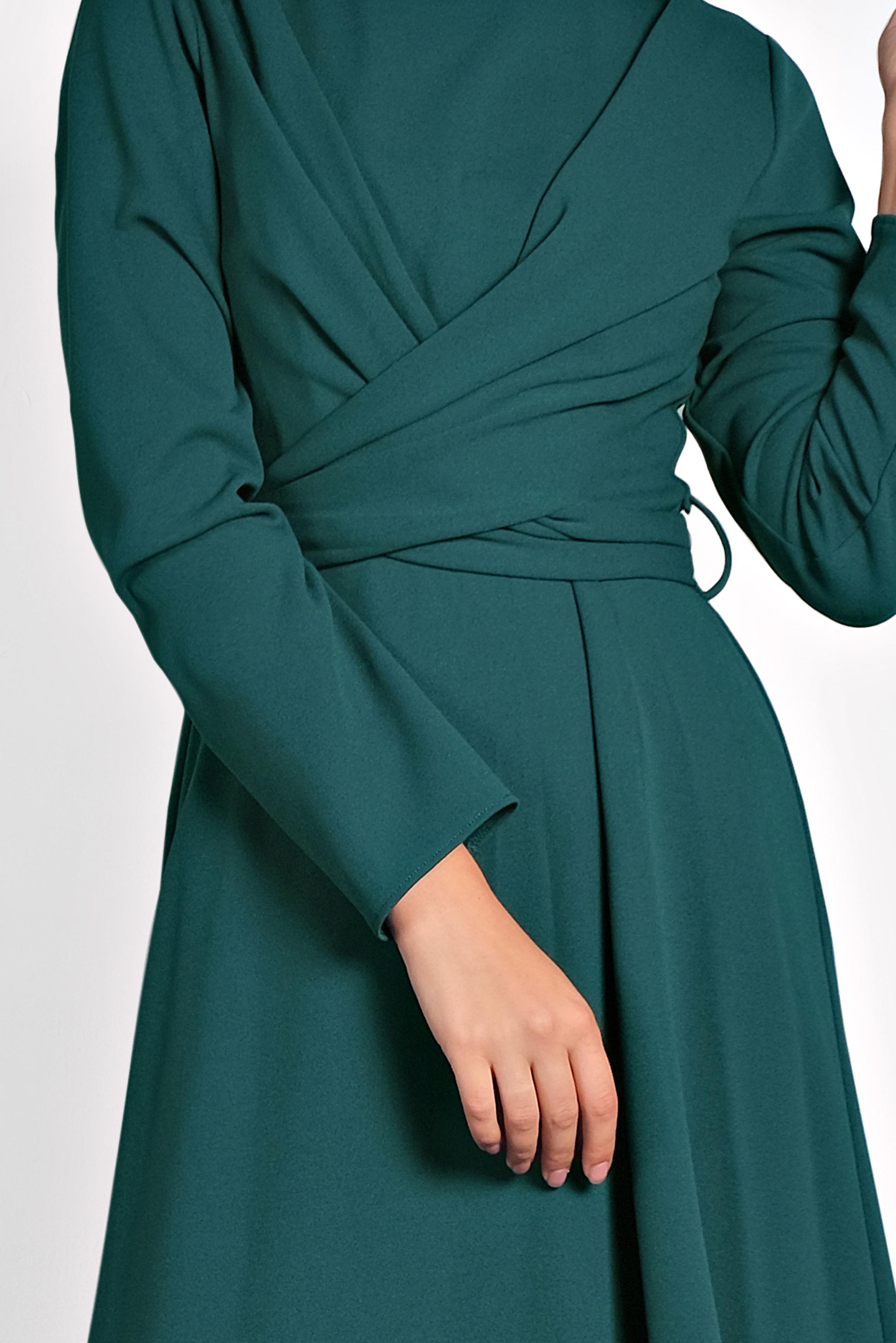 Tesettür giyim YEŞİL ÇAPRAZ BAĞLAMALI ELBİSE 40199