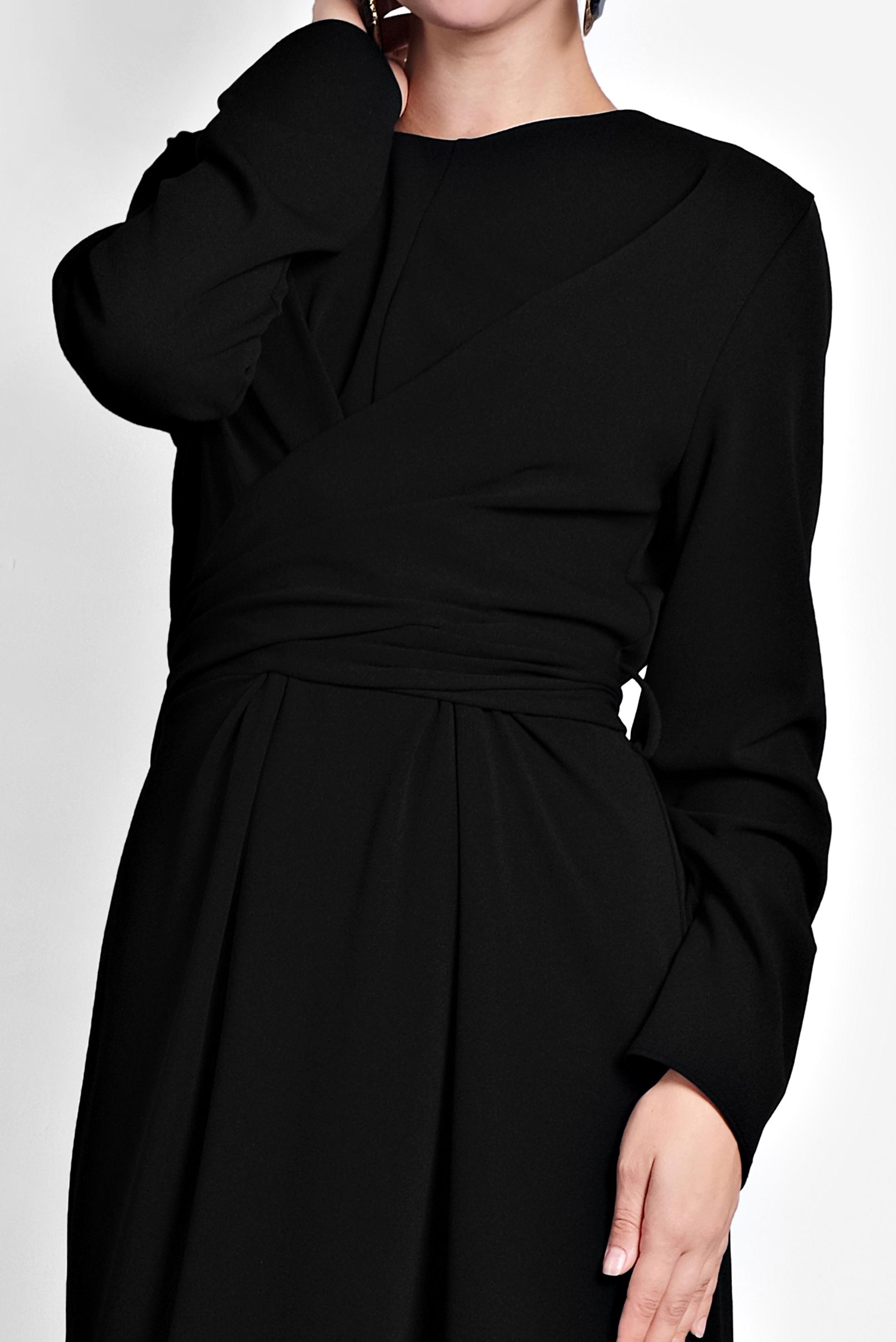 Tesettür giyim SİYAH ÇAPRAZ BAĞLAMALI ELBİSE 40213 