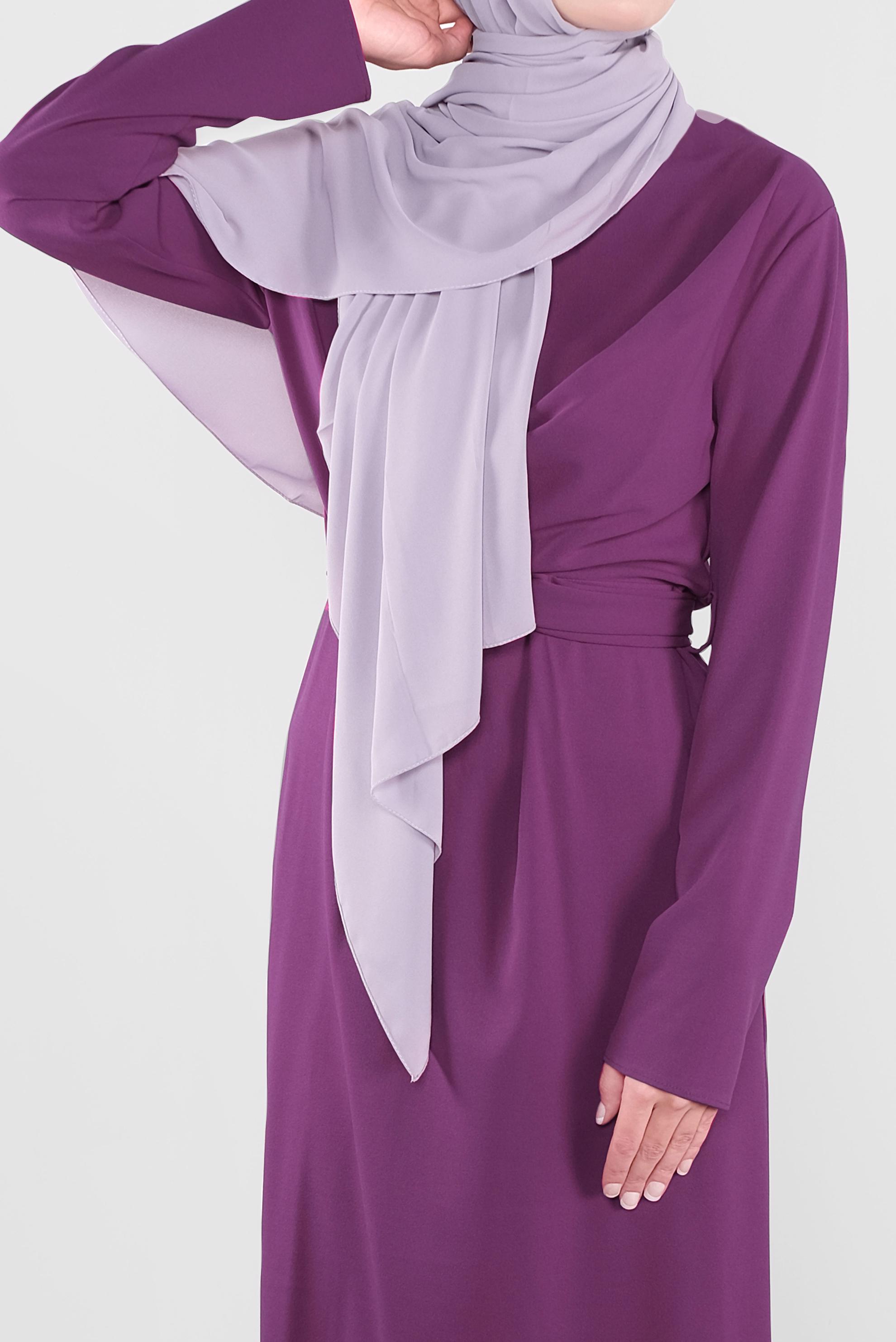 Tesettür giyim MOR ÇAPRAZ BAĞLAMALI ELBİSE 40213 