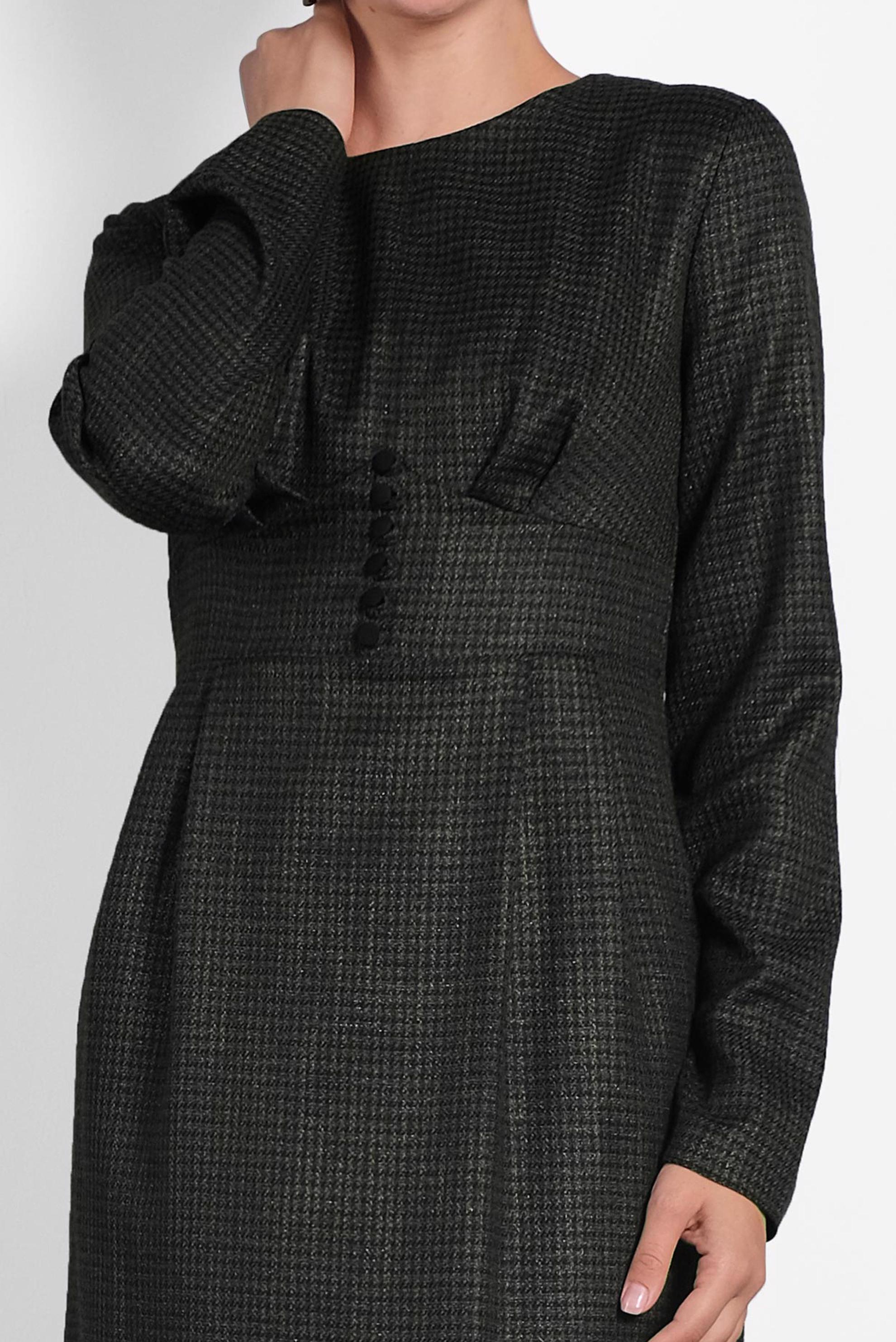 Tesettür giyim SİYAH EKOSE DESENLİ ELBİSE 40219 