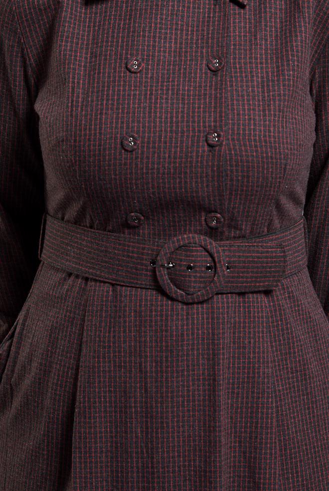 Tesettür giyim SİYAH KEMERLİ DÜĞMELİ ELBİSE 40270 - ALVİNA