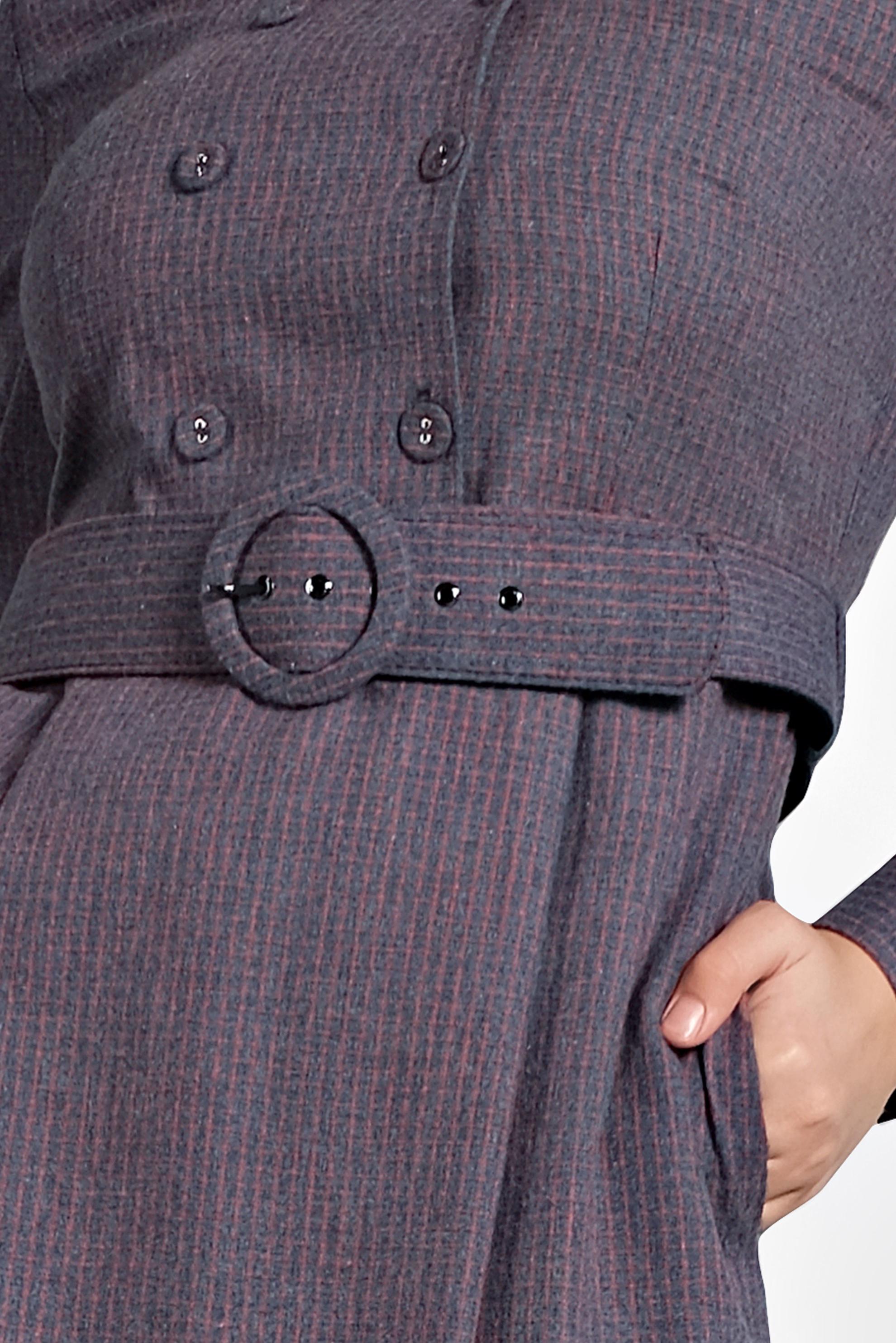 Tesettür giyim LACİVERT KEMERLİ DÜĞMELİ ELBİSE 40270