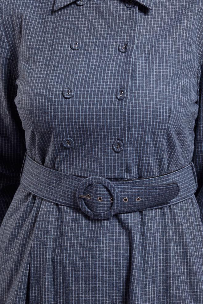 Tesettür giyim LACİVERT KEMERLİ DÜĞMELİ ELBİSE 40270 - ALVİNA