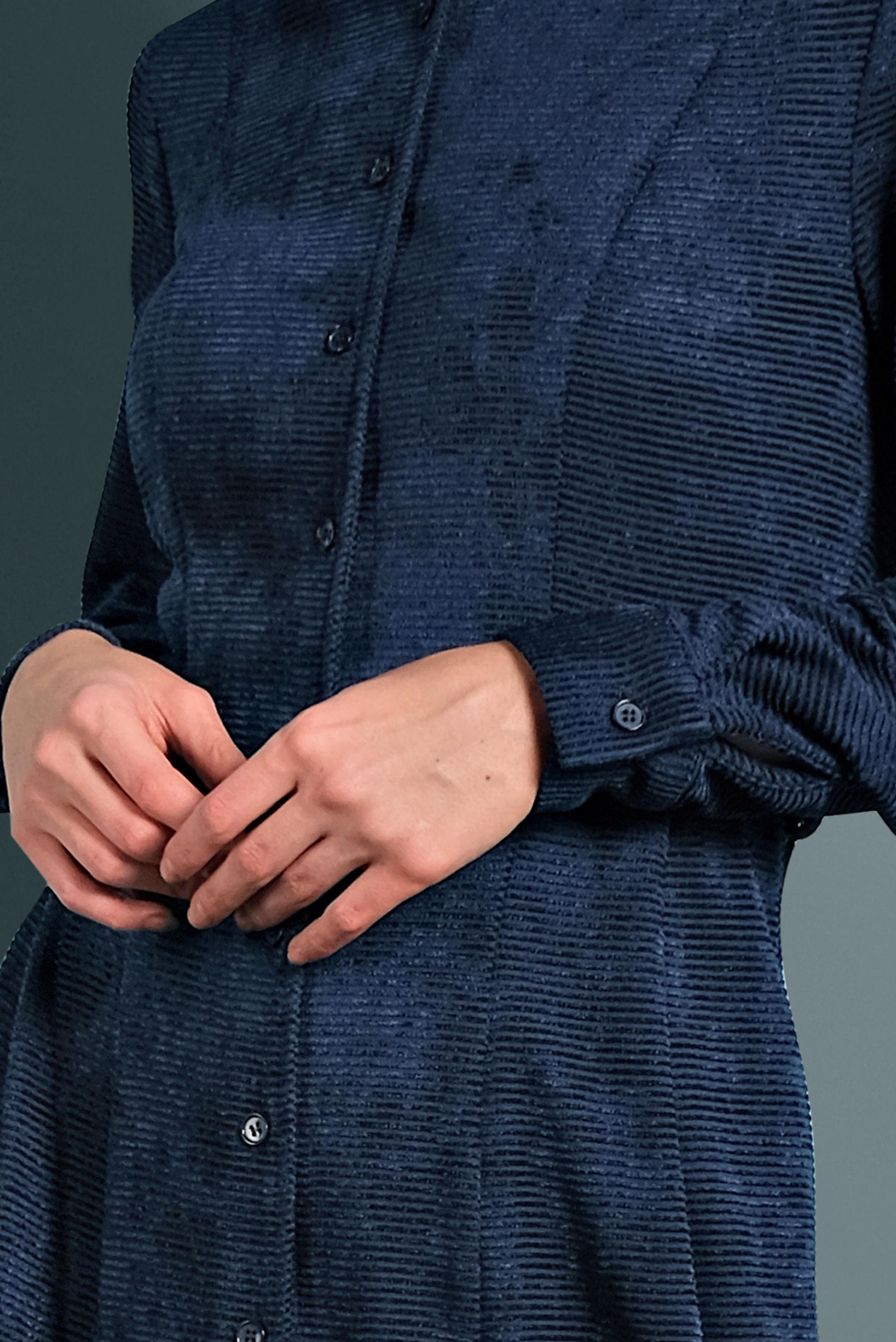 Tesettür giyim LACİVERT ŞÖNİL KADİFE ELBİSE 40298 