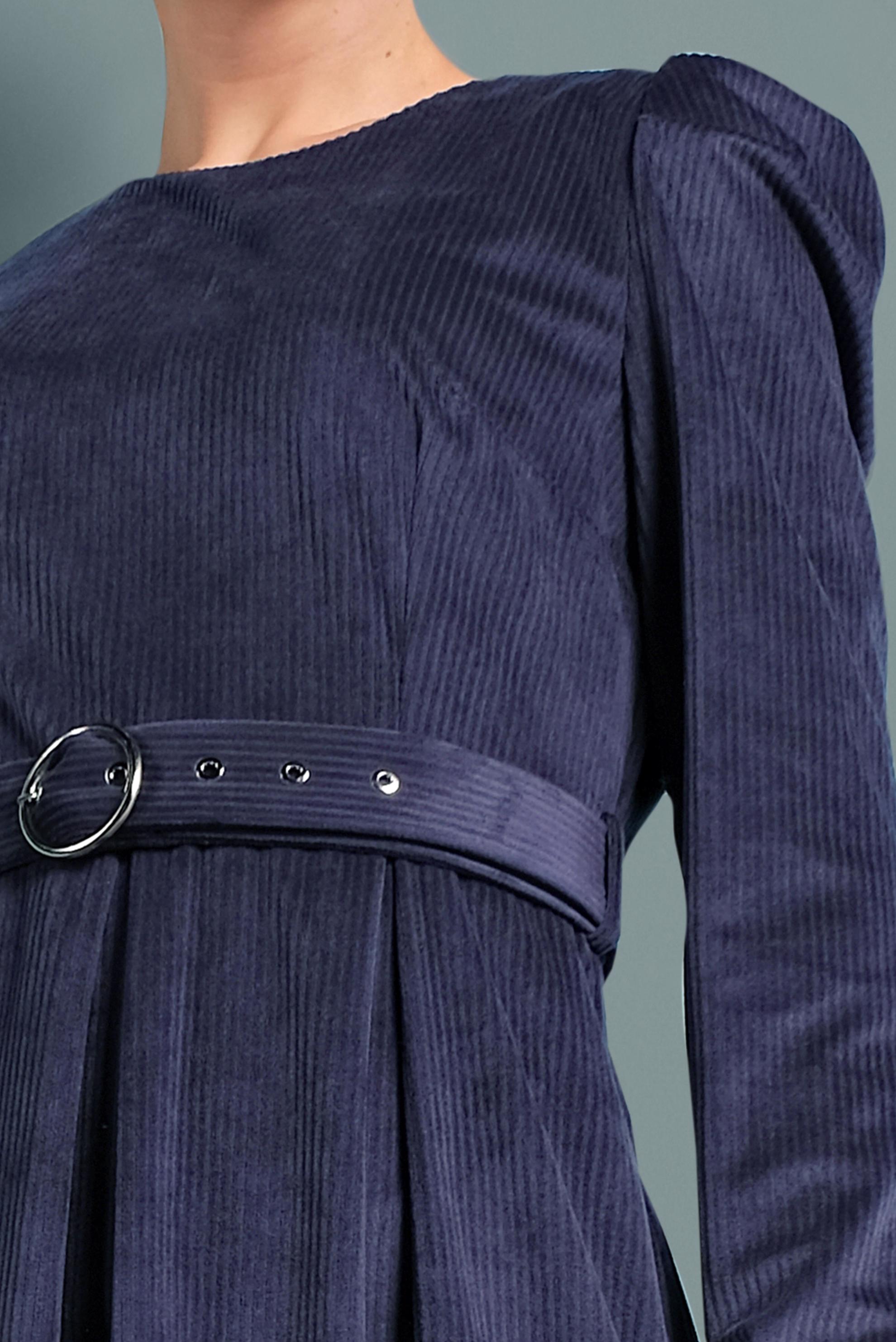 Tesettür giyim LACİVERT KADİFE ELBİSE 40350 