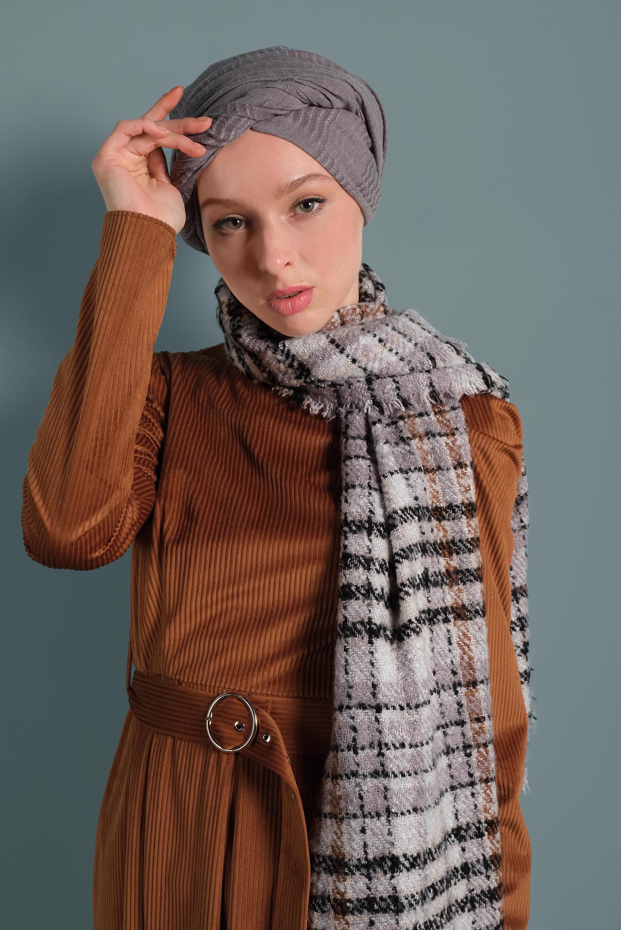 Tesettür giyim TABA KADİFE ELBİSE 40350 