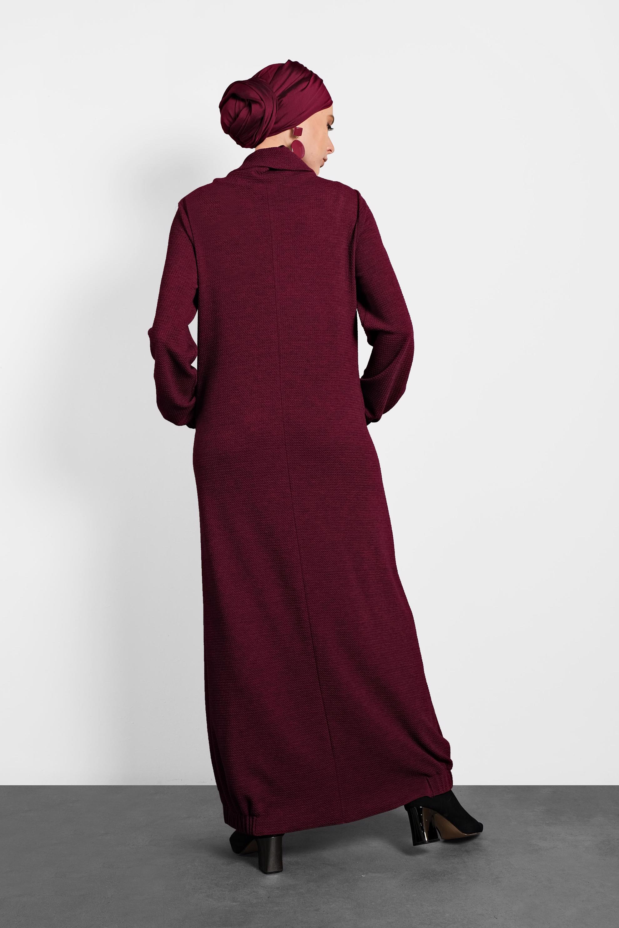 Tesettür giyim BORDO CEPLİ SPOR ELBİSE 40364 