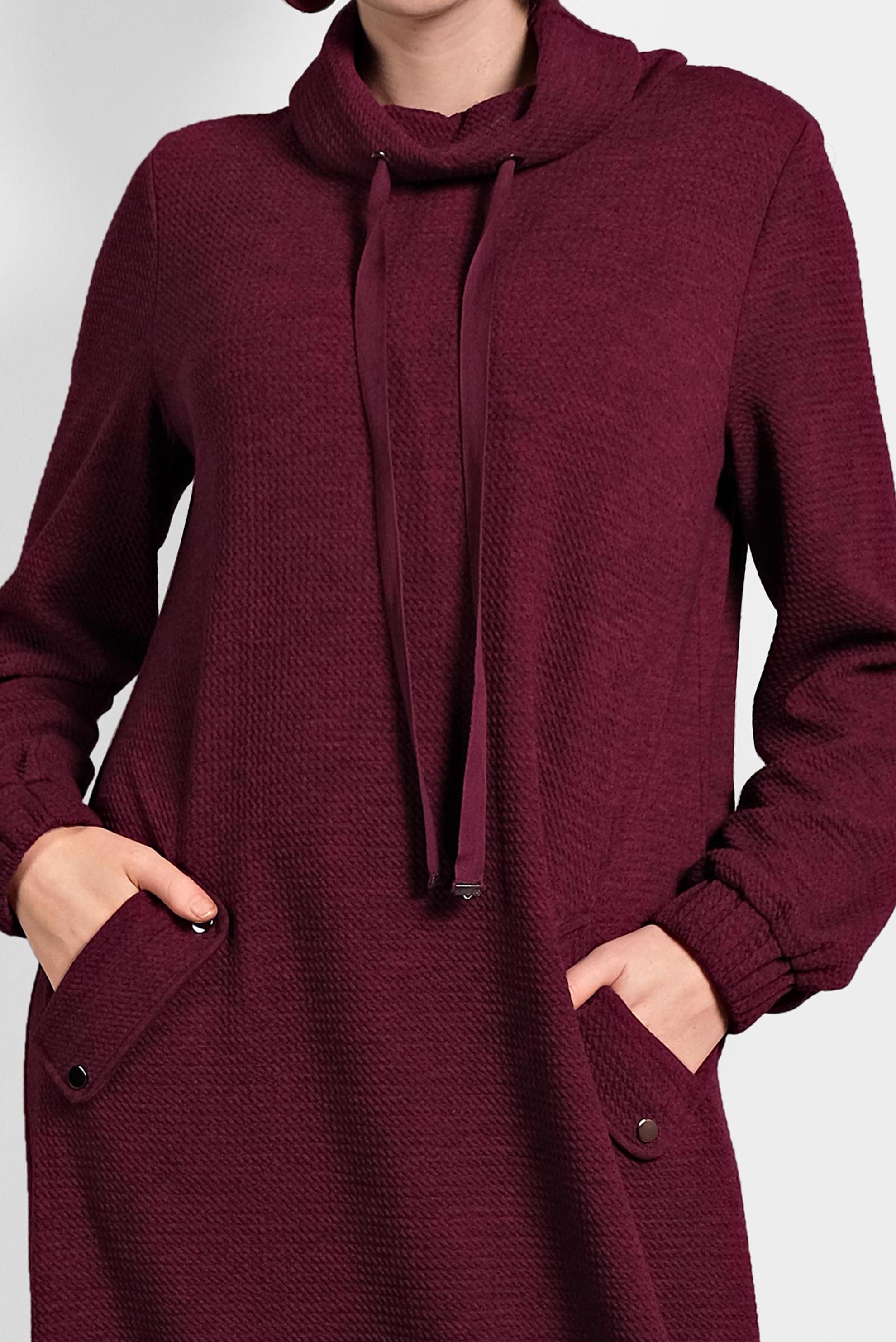 Tesettür giyim BORDO CEPLİ SPOR ELBİSE 40364 