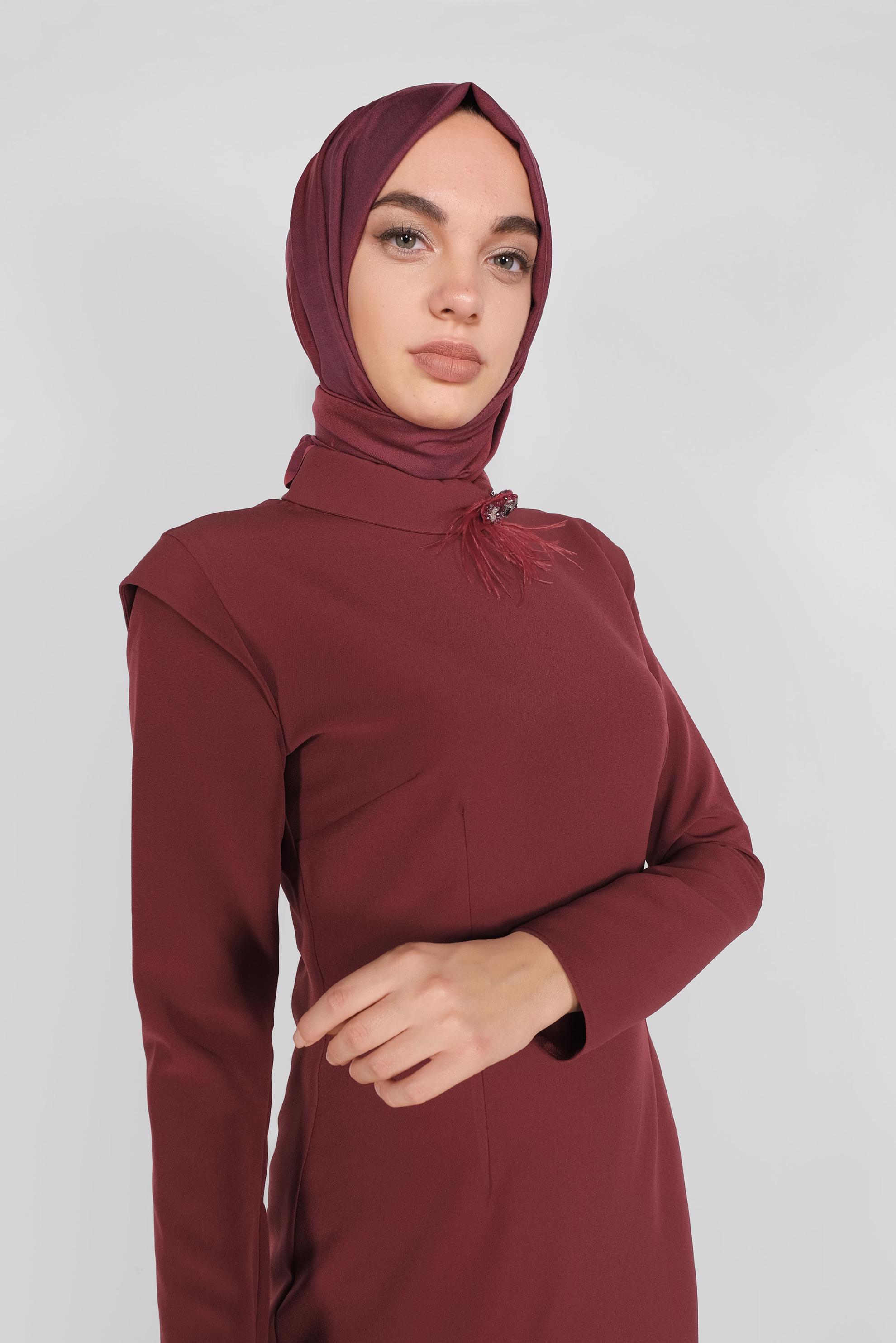 Hijab clothing CLARET RED CLASSIC CUT DRESS 40367 