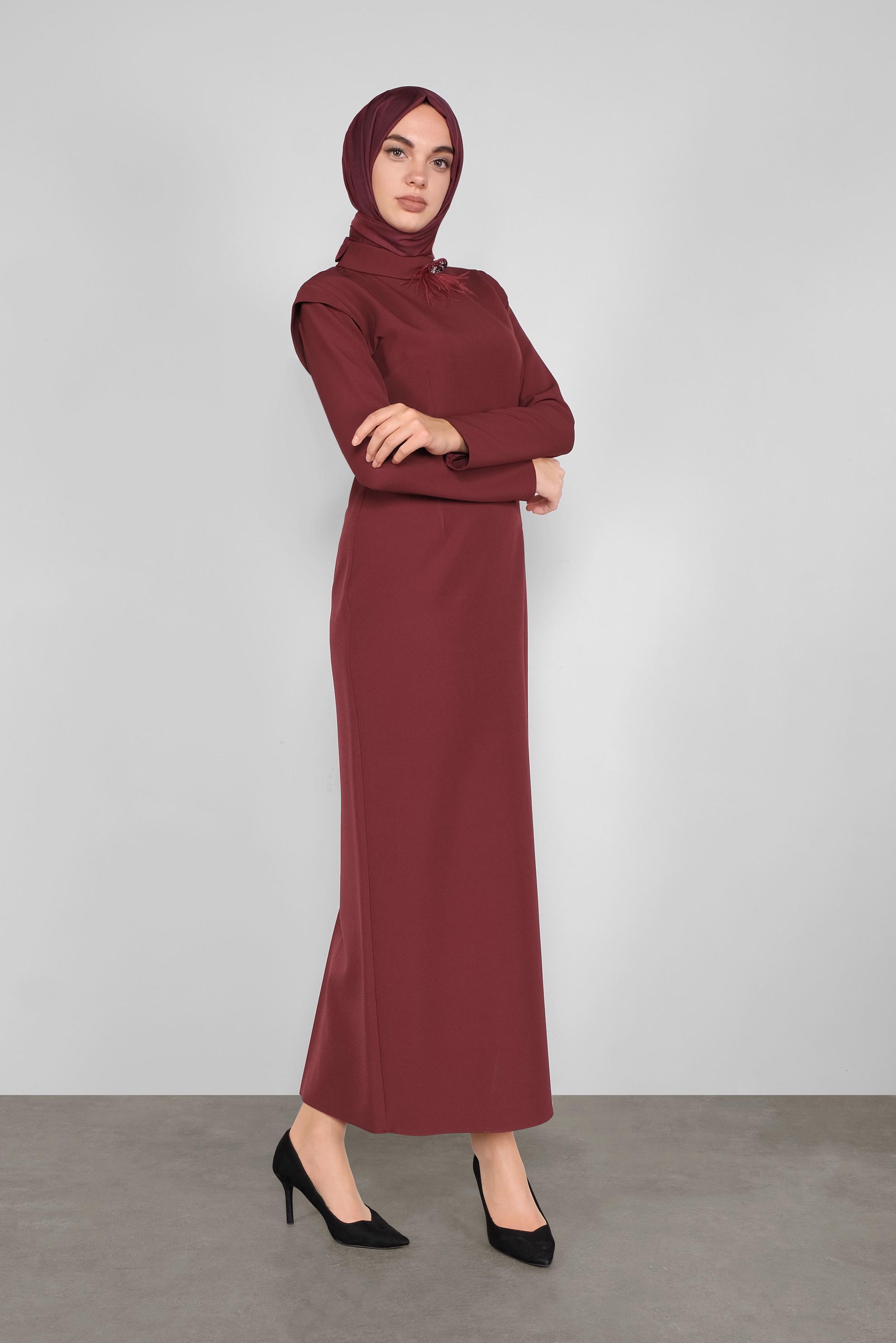 Hijab clothing CLARET RED CLASSIC CUT DRESS 40367 
