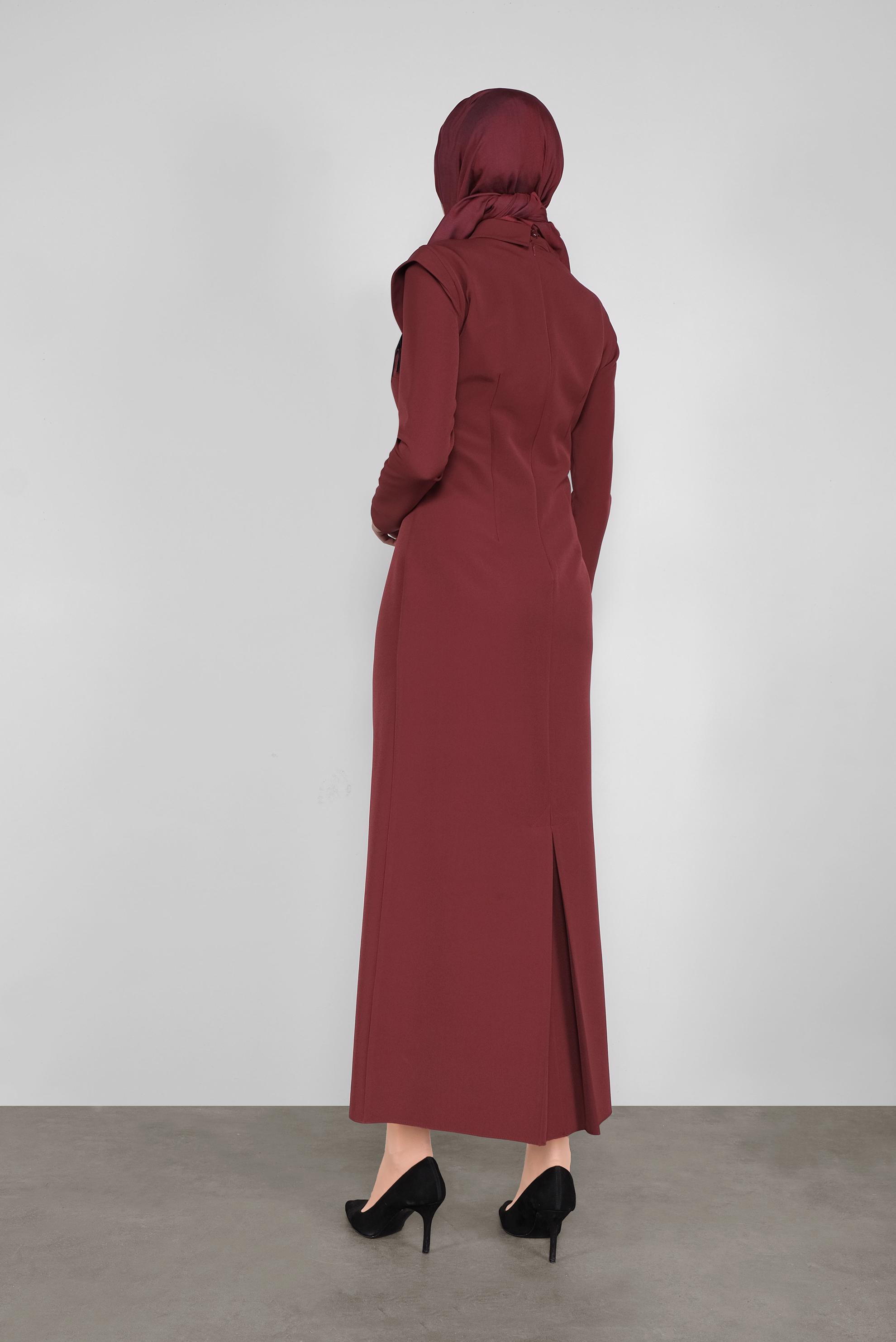 Hijab clothing CLARET RED CLASSIC CUT DRESS 40367 