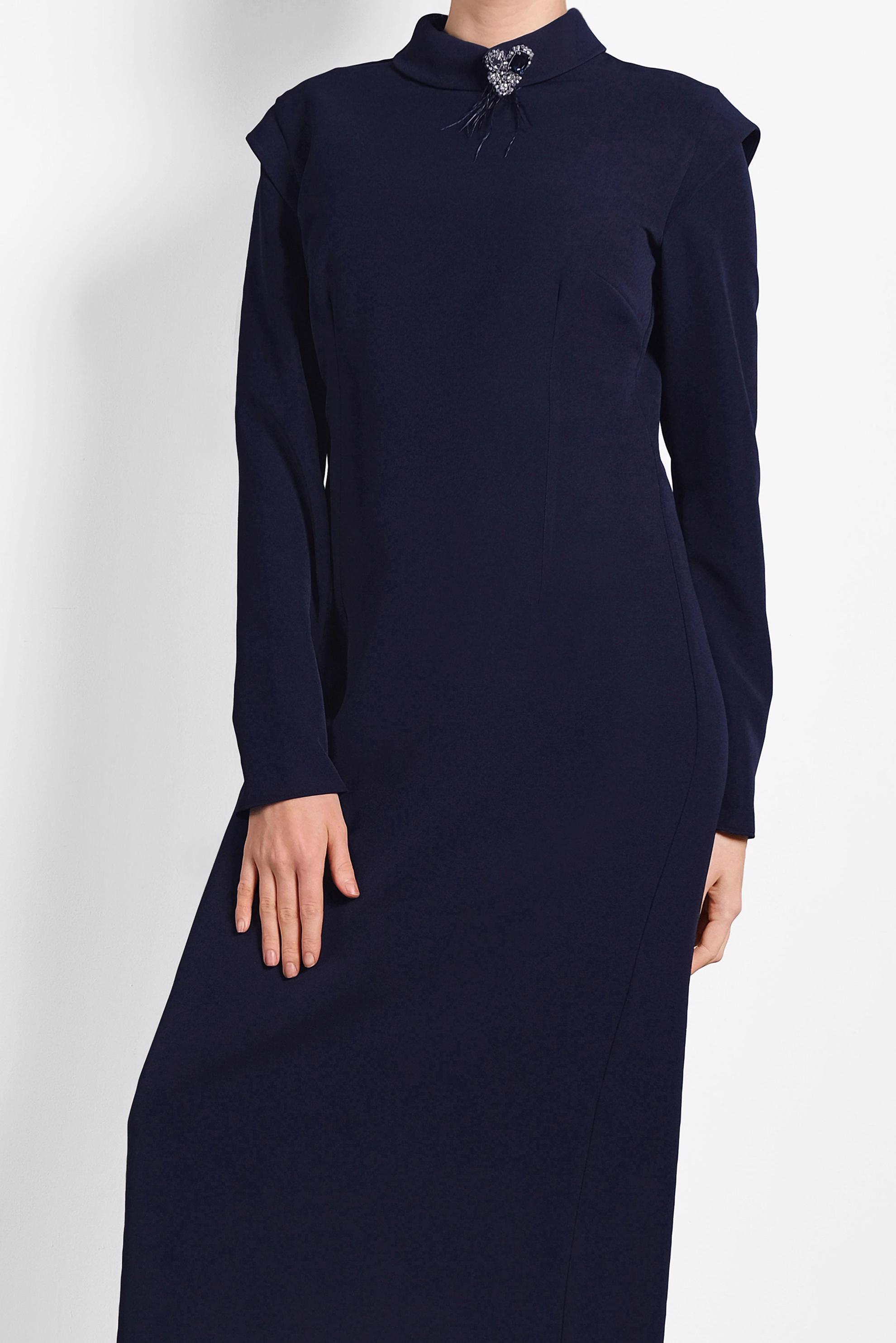 Tesettür giyim LACİVERT KLASİK KESİM ELBİSE 40367 