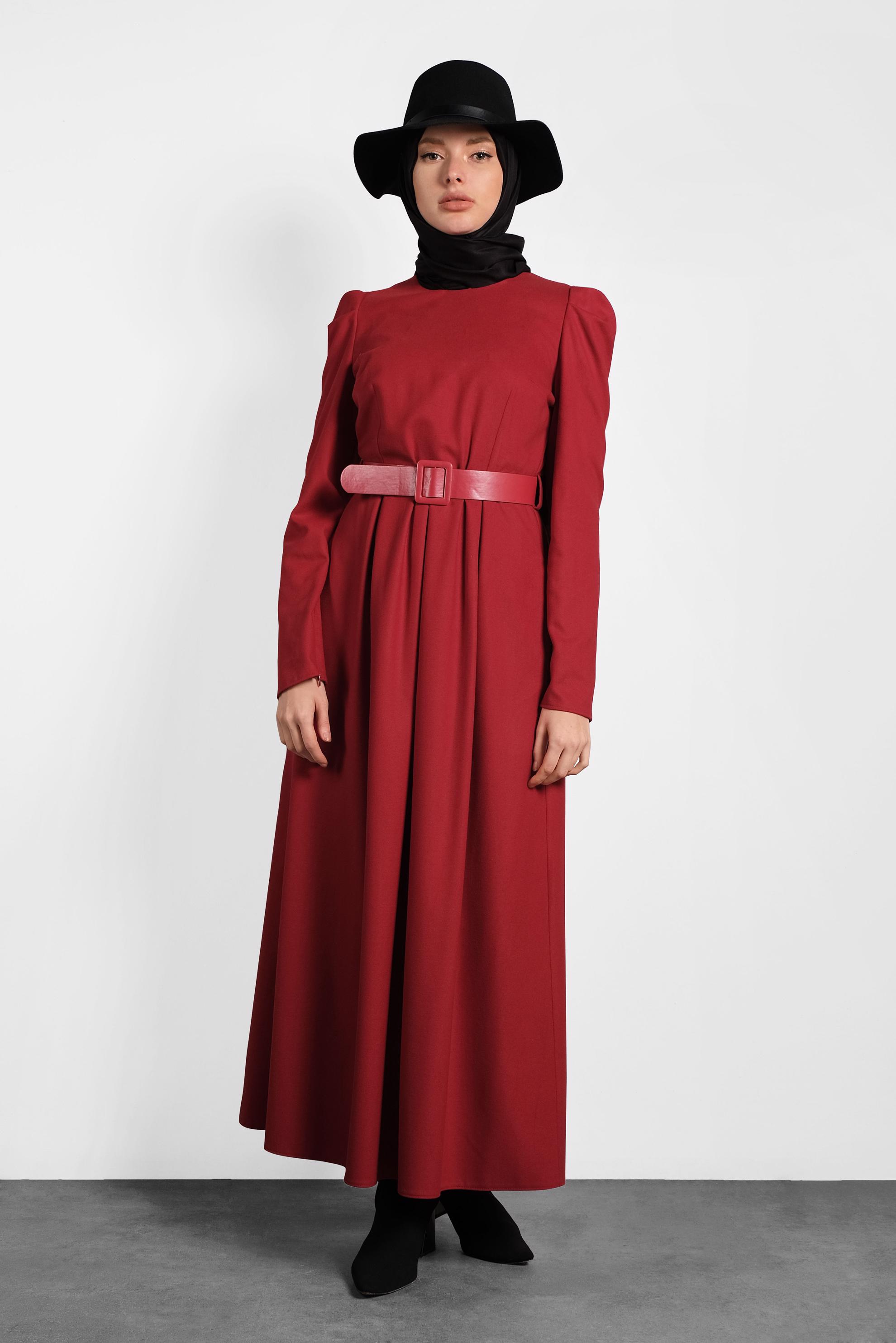 Tesettür giyim KIRMIZI KARPUZ KOL ELBİSE 40368 