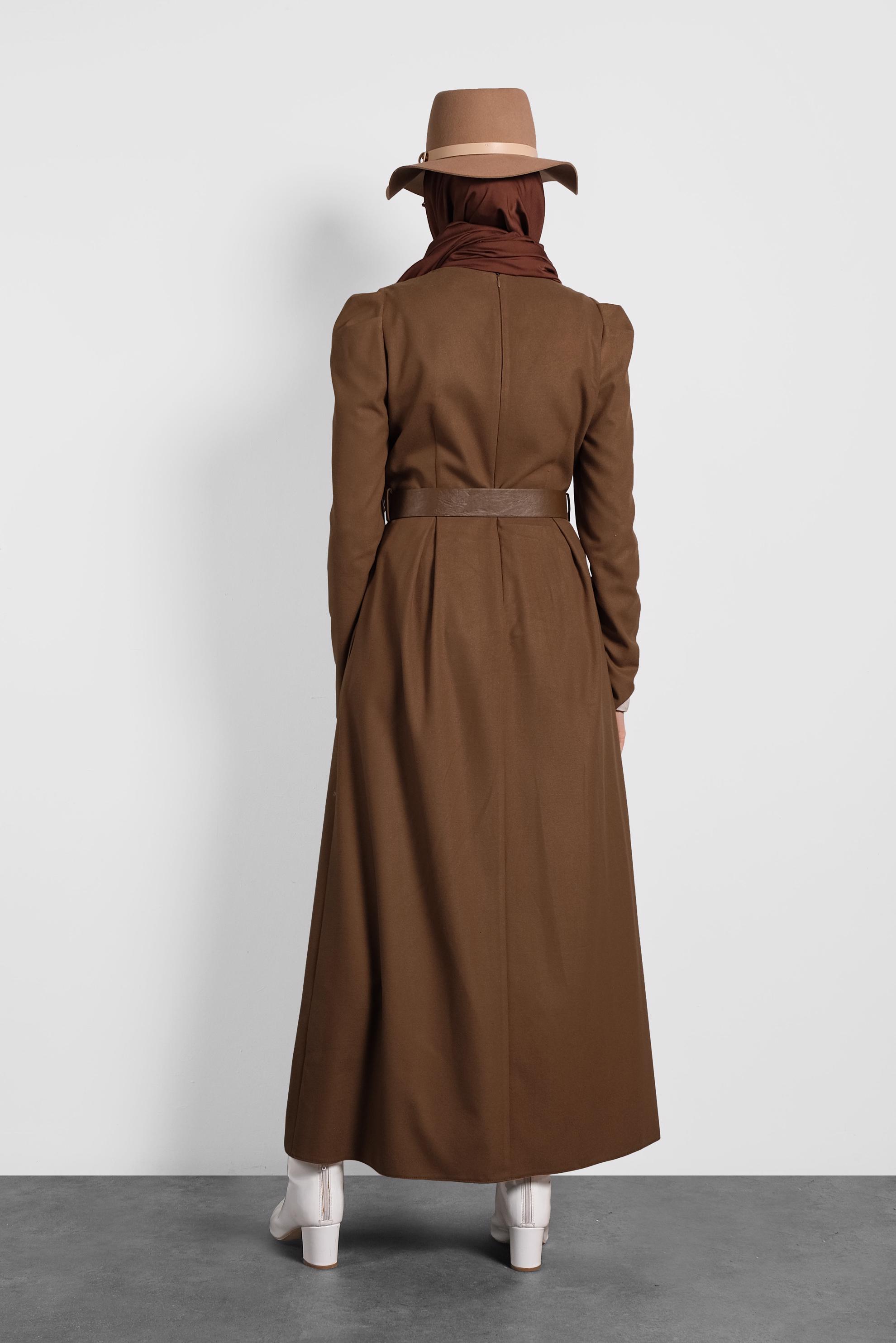 Tesettür giyim KAHVE KARPUZ KOL ELBİSE 40368 